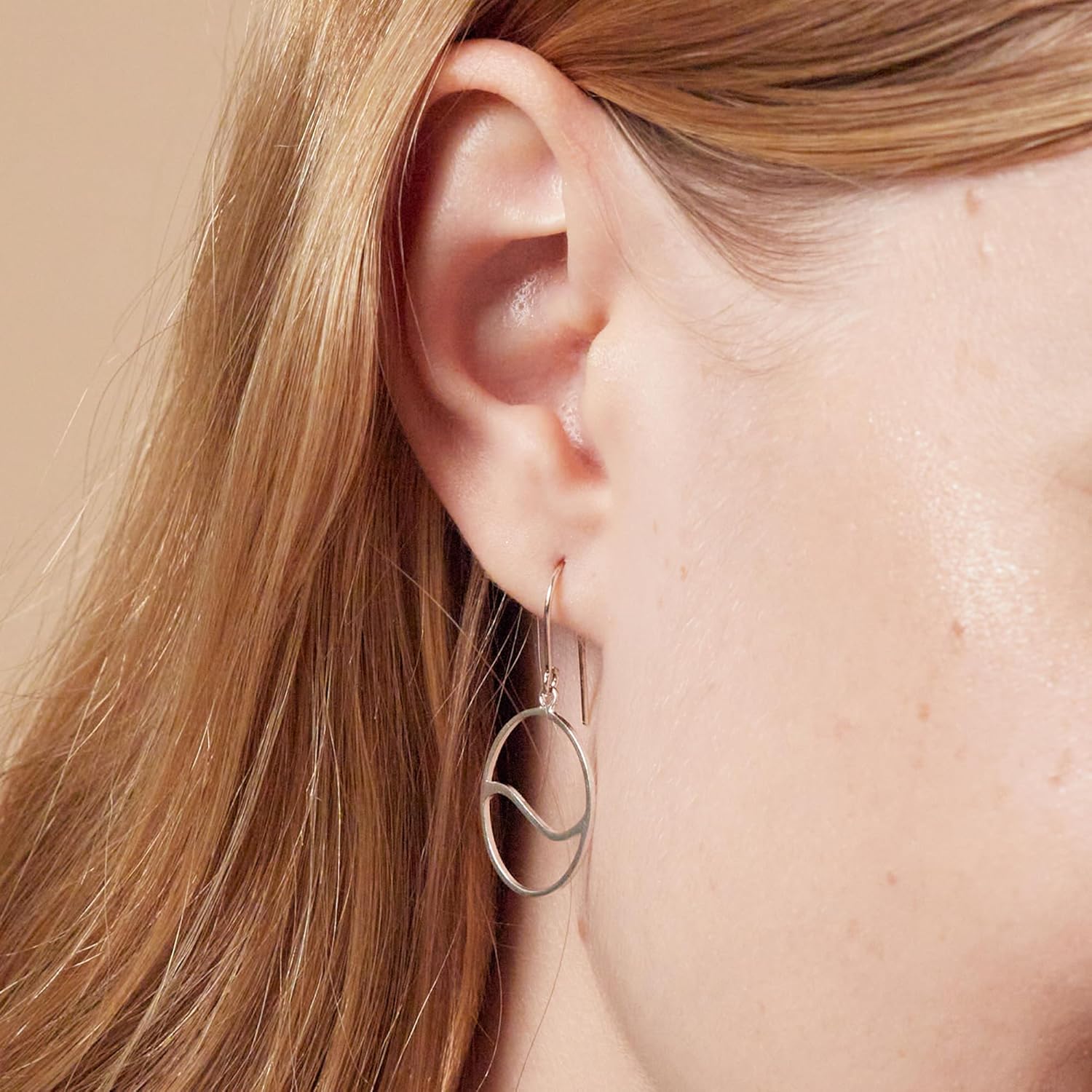 Boma Jewelry Sterling Silver Open Circle Wave Geometric Dangle Earrings - Image 2