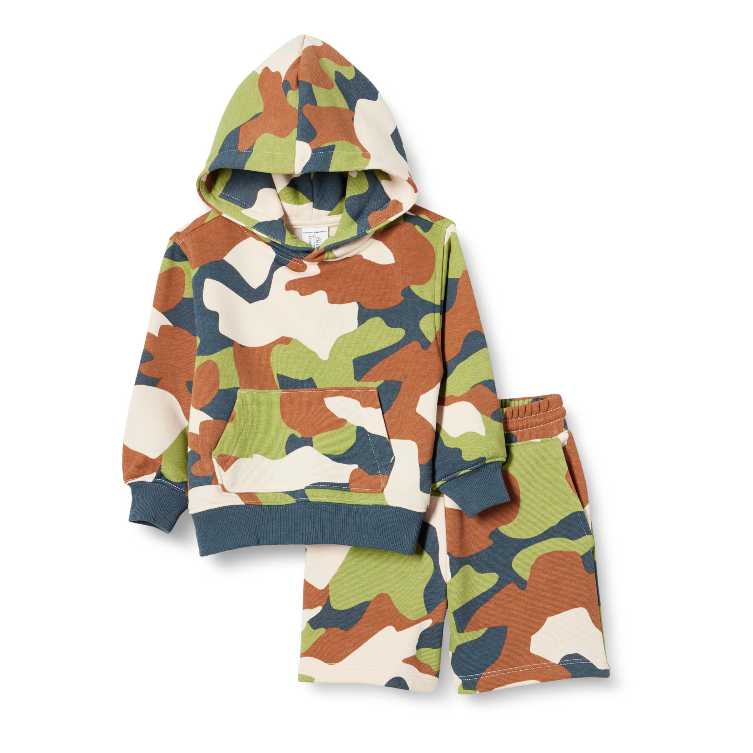 Amazon Essentials Boys' 2 Piece Hoodie and Shorts Set, Dark Navy Camo, X-Large