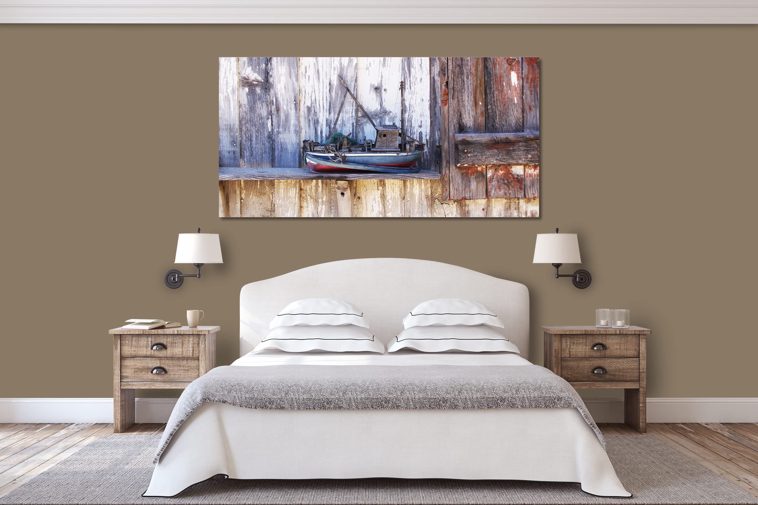 Glücksvilla - Fischerboot 1 (Acrylglas-Bild 5 mm, 80 x 40 cm) | div. Maße - aus DE - Kunstdruck Deko Wandbild quer - Frankreich Bretagne Insel Oléron Boote Schiff Hafen