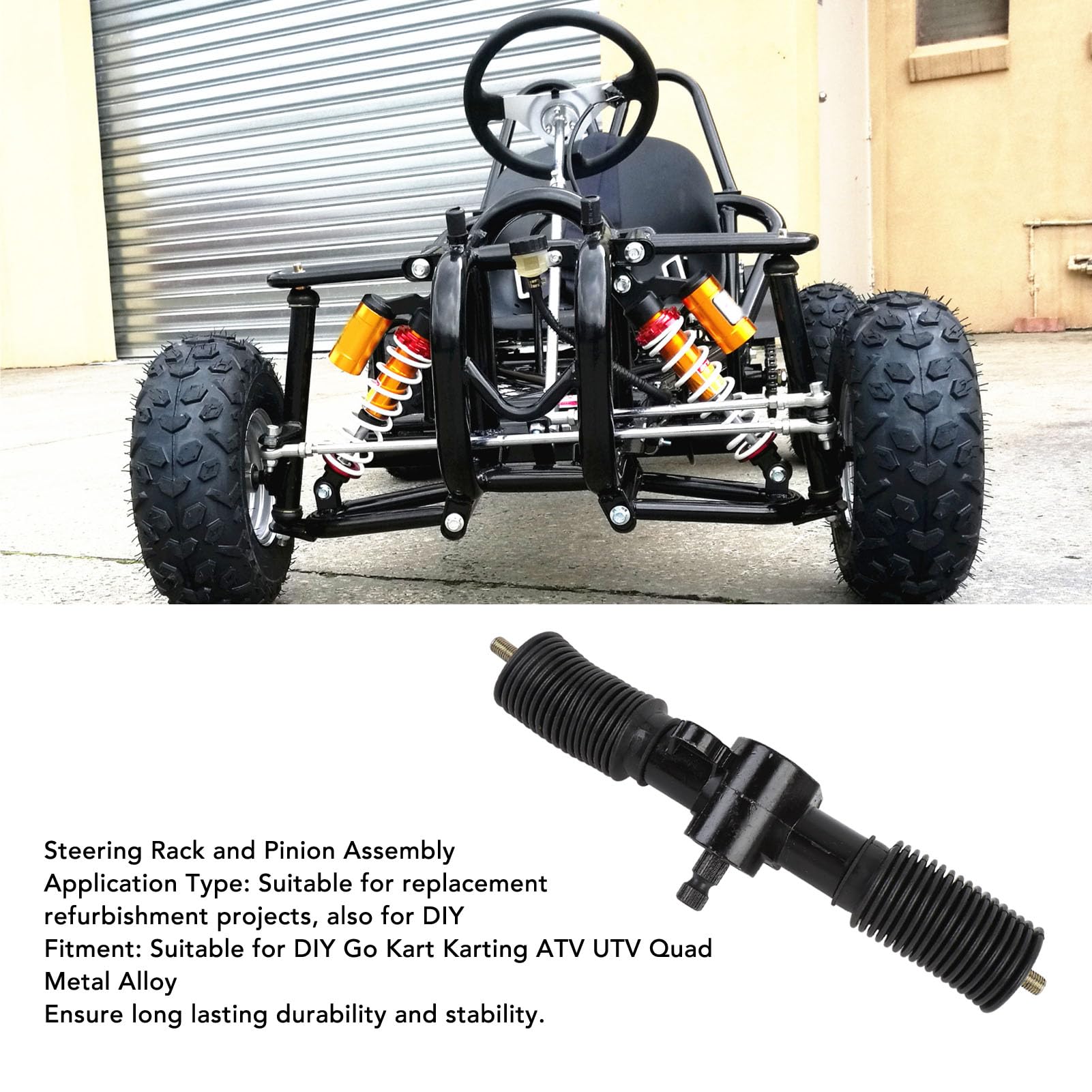 Set di Cremagliera e Pignone Sterzo 30T, Cremagliera del Servosterzo Attrezzature per Go Kart, Lega di Alta Durezza 325 Mm con Manicotto Antipolvere per ATV UTV
