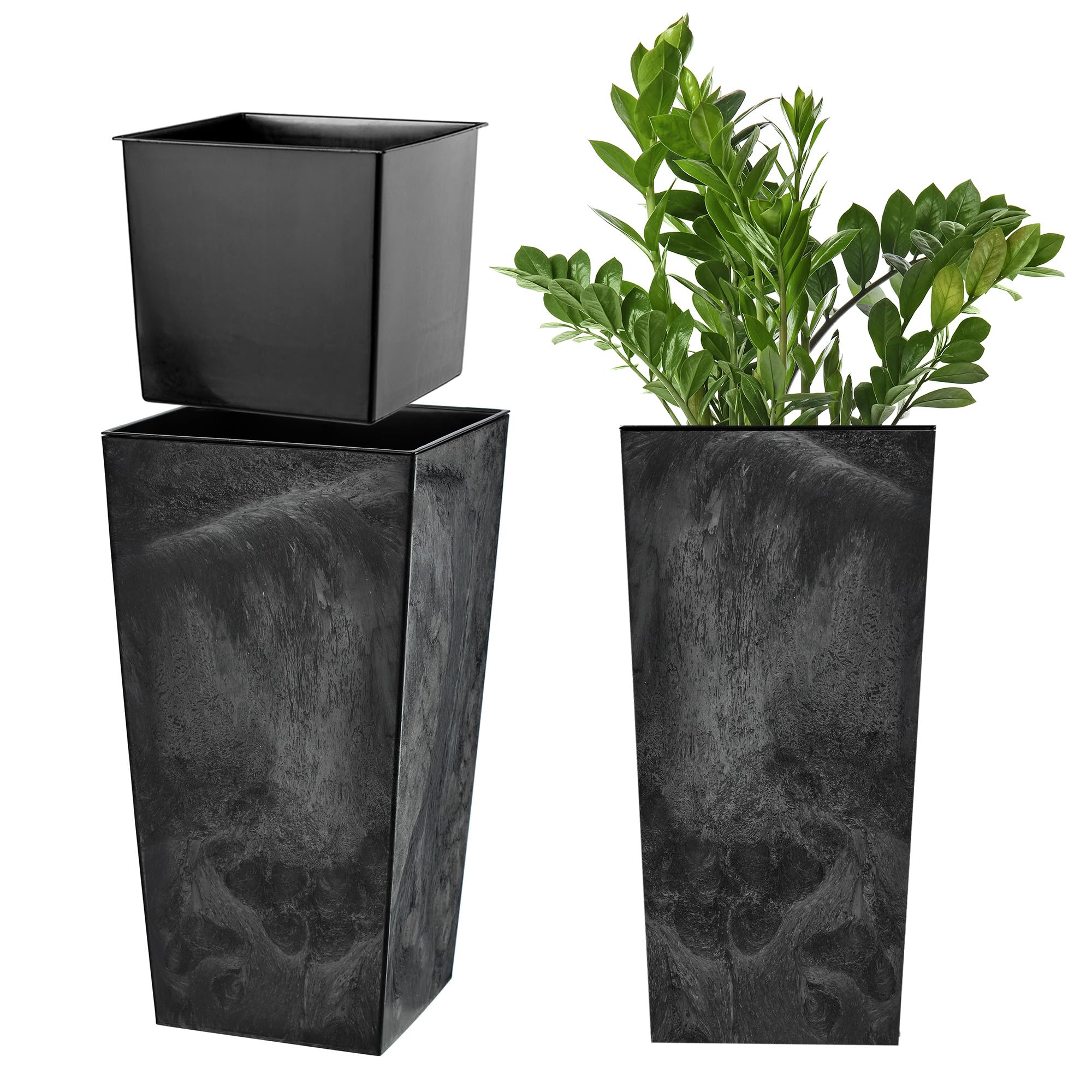 KADAX Macetero Alto de Diseño Moderno para Plantas de Interior y Exterior, Maceta Grande de Plástico, Jardinera Alta (Crema, Texturizado, 68 cm) — view 9