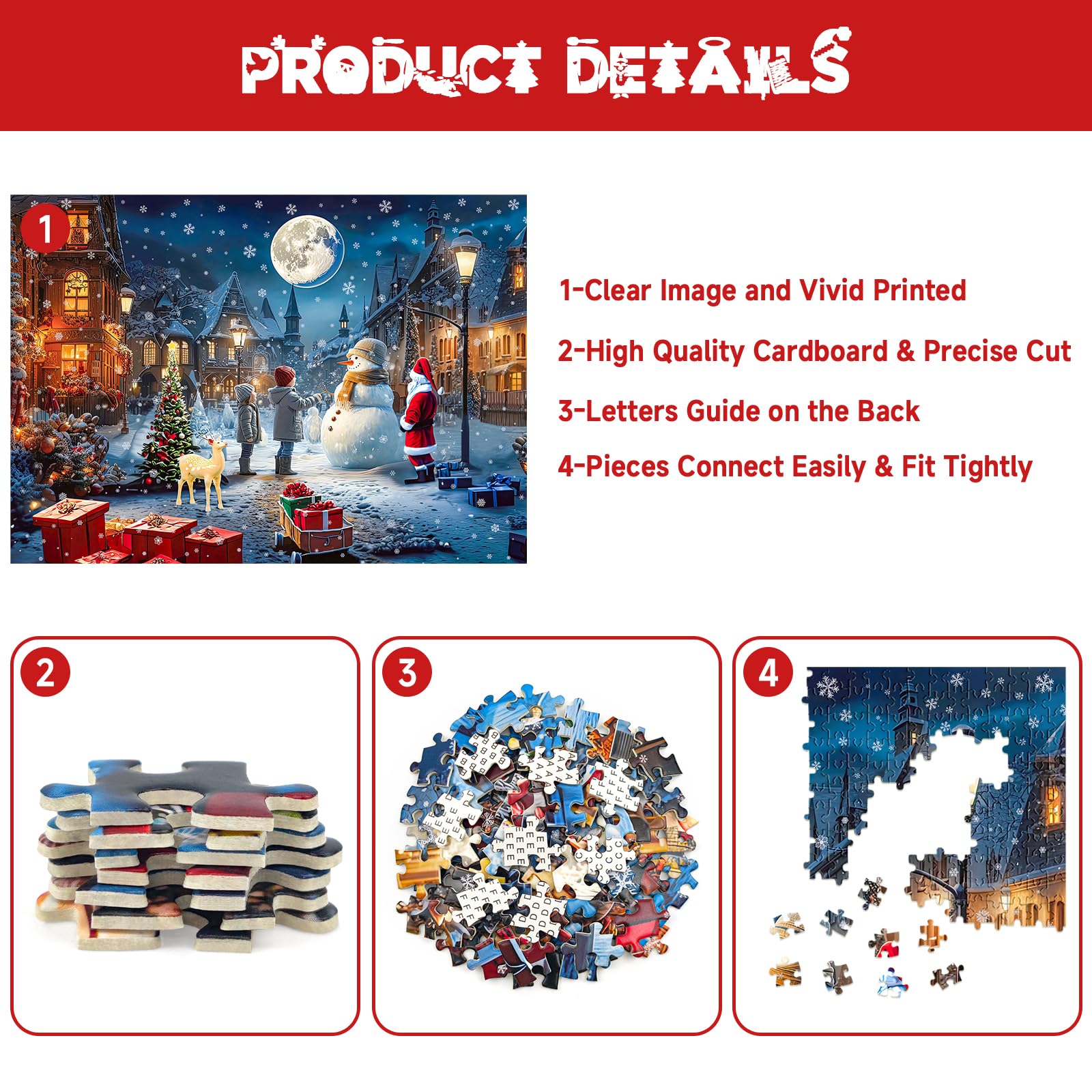 Christmas Jigsaw Puzzles 1000 Piece for Adults-Snowy Night Christmas puzzle adults 1000 piece puzzle 2025 Christmas jigsaw puzzles 1000 Piece for Adults - Image 3