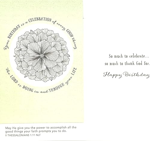 Miniatura 3 de DaySpring - Botánicos de cumpleaños en blanco y negro - Surtido de 4 diseños con escritura - 12 tarjetas y sobres en caja (J0384)