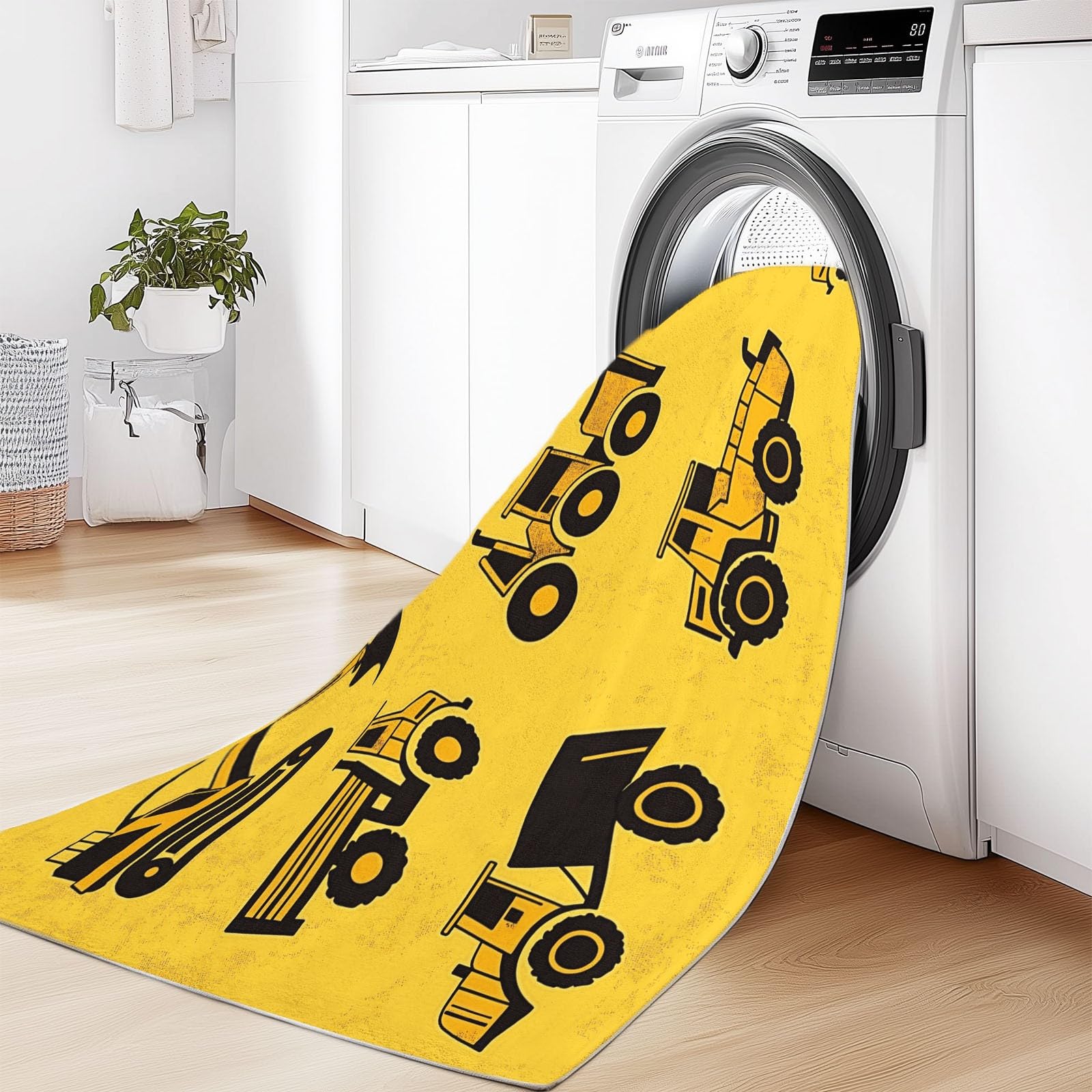 Generico Veicoli Da Costruzione Dei Cartoni Animati Tappeto Salotto Moderno Flanella Stampa 3D Tappeti Camera Da Letto Rug Cucina Antiscivolo Lavabile Per Tappeto Cameretta 120 x 180 cm