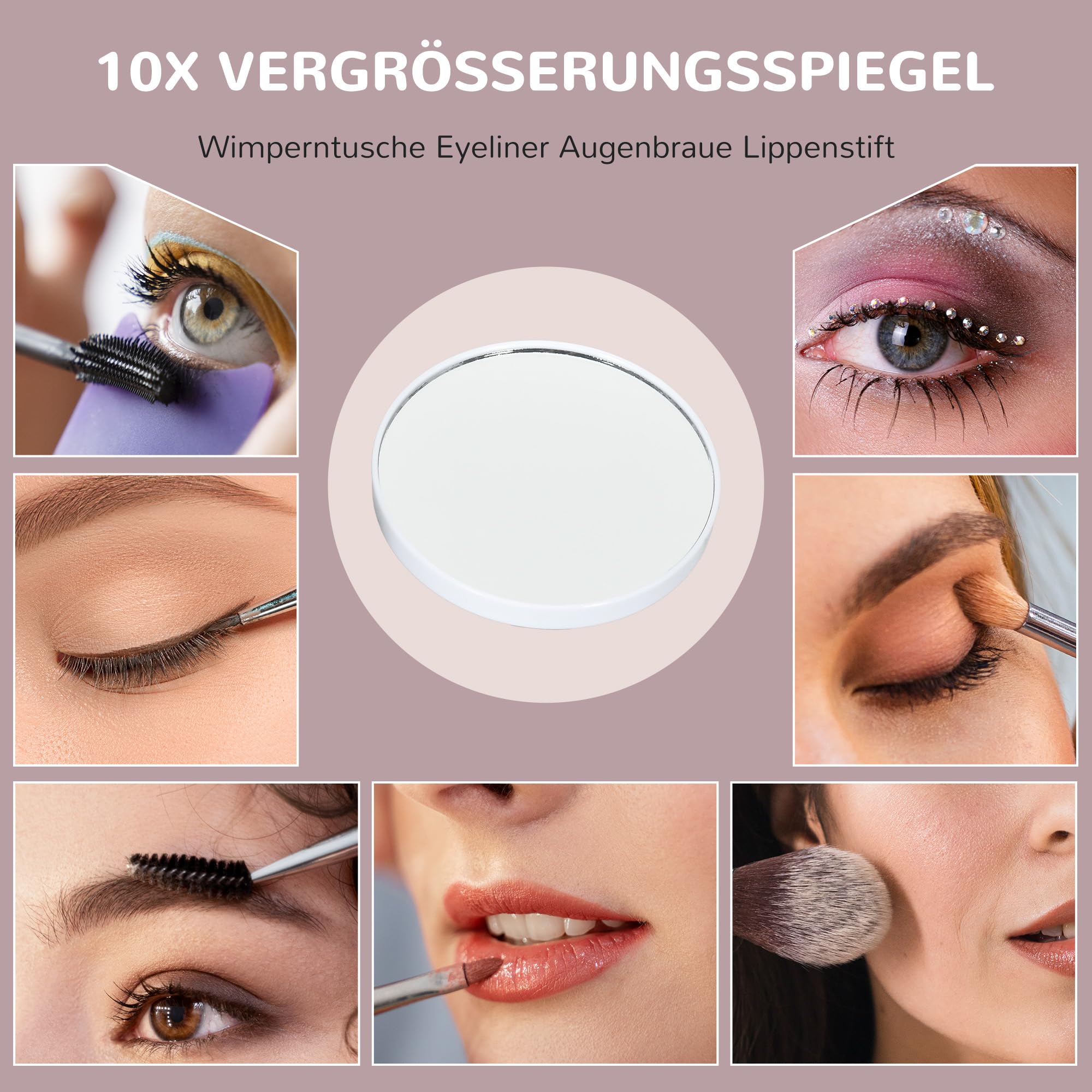 HOMCOM Hollywood Spiegel mit Beleuchtung 62,5x52 cm Schminkspiegel Weiß | 360°Drehbar, 15 LED, 3 Lichtfarben, USB-Ladeanschluss, Handyhalterung, Touchschalter, Kosmetikspiegel, 10X Vergrößerung