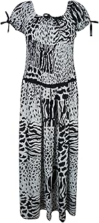 Mogul Interior Womens Black Dress Off Shoulder Dress Smocked Waist Beach Maxi Dresses S/M