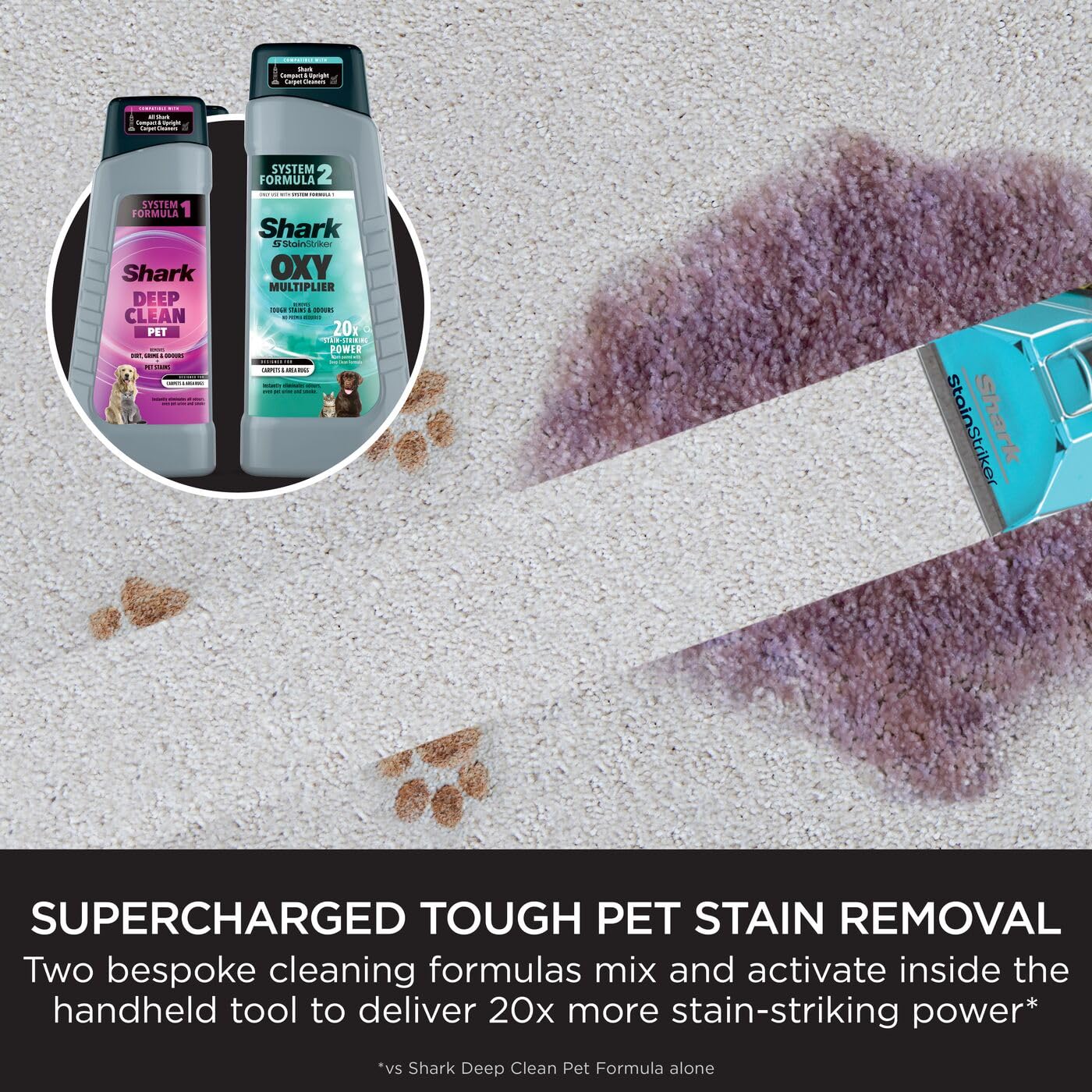 Shark 4970YY200UK StainStriker Formula Bundle Recharge multiplicateur Oxy 946 ml et solution d'extraction de tapis pour animal domestique 473 ml, 1,42 l
