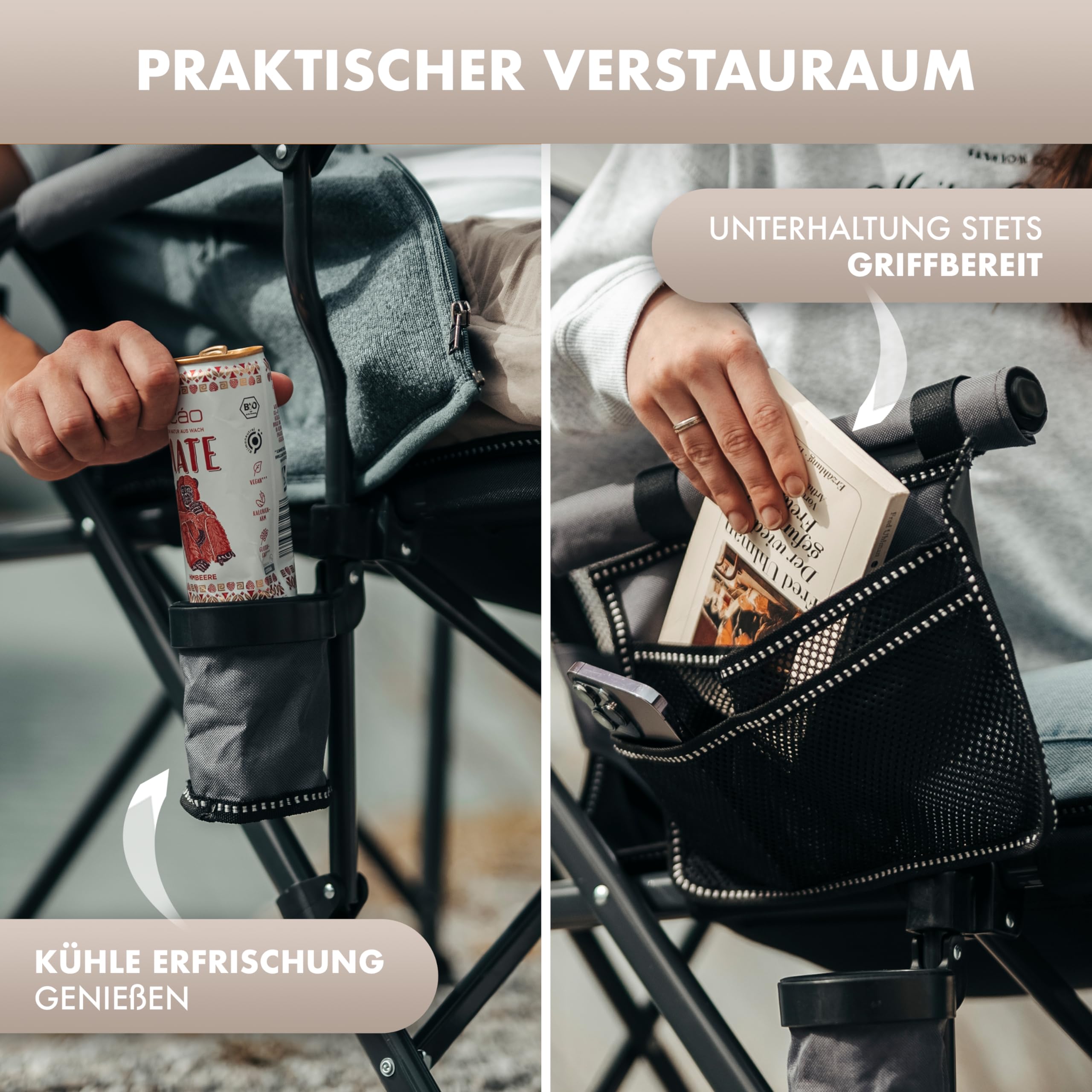 NATURBUMMLER Faltbarer Campingstuhl [Cloud Sit+] mit atmungsaktivem Netzgewebe & hoher Rückenlehne – 150 kg belastbar – Bequemer Campingsessel für Garten, Camping, Angeln & Outdoor