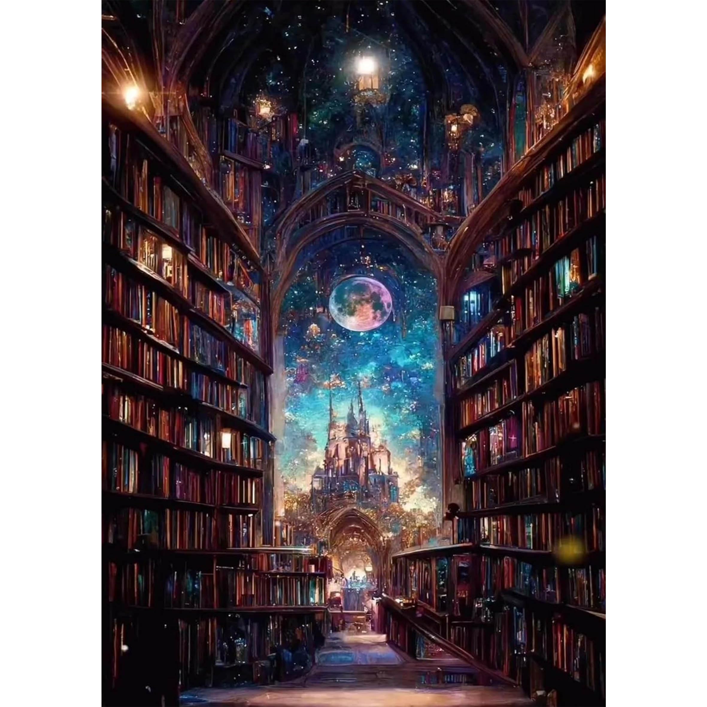 Negekfkx Cross Stitch-30 Castle Stamped Cross Stitch Kits For Adults -Library Embroidery Kits For Beginners Adults,11 Ct Patterns Dimensions Counted Cross Stitch Kits For Adults Arts Craft 12X16 Inch