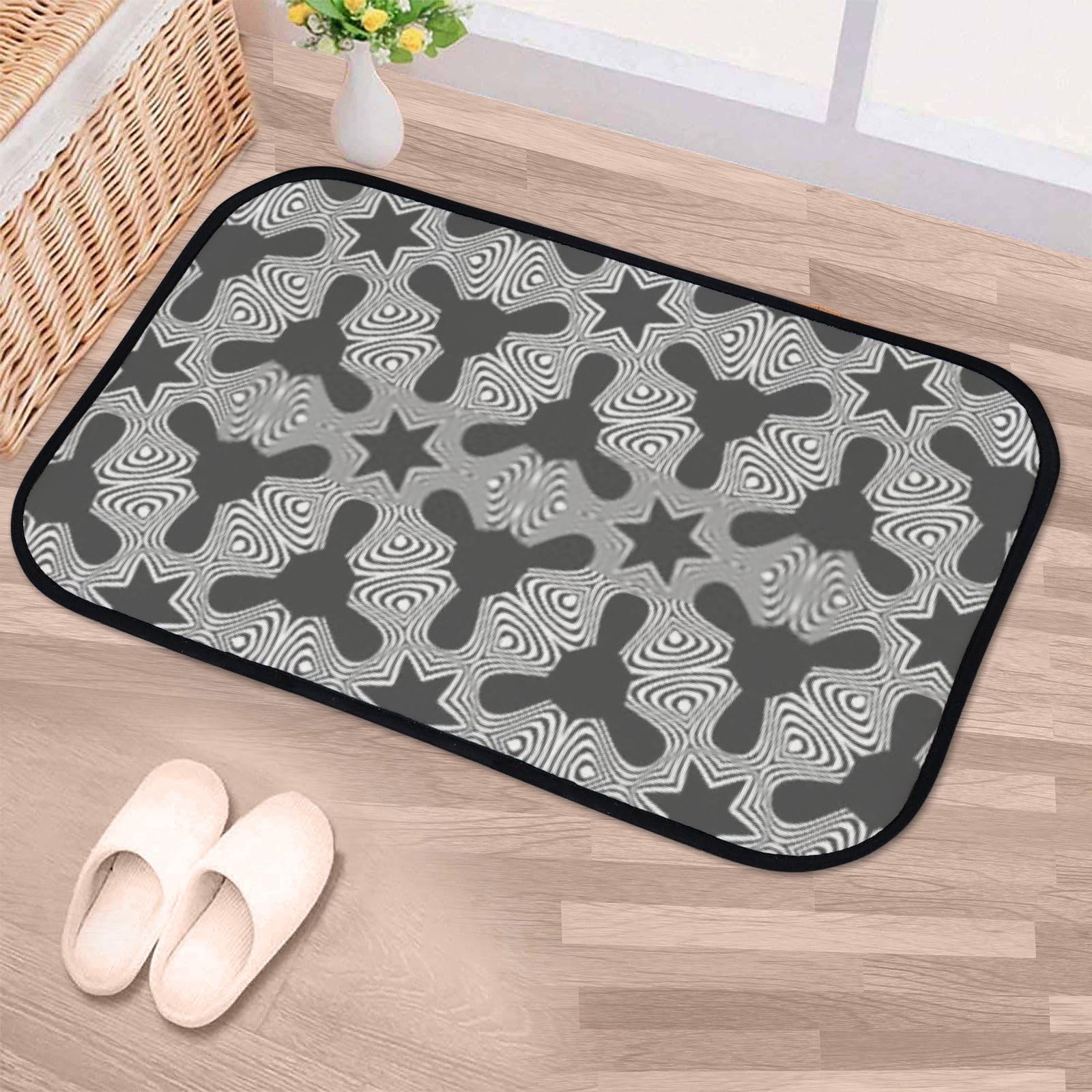 Nuansexi Bathroom Rugs Floral Geometric Floor Mats Non Slip Bathmat Doormat Tub Mat Coral Velvet Absorbent Entrance Carpet Mats Machine Washable Bedroom Decor