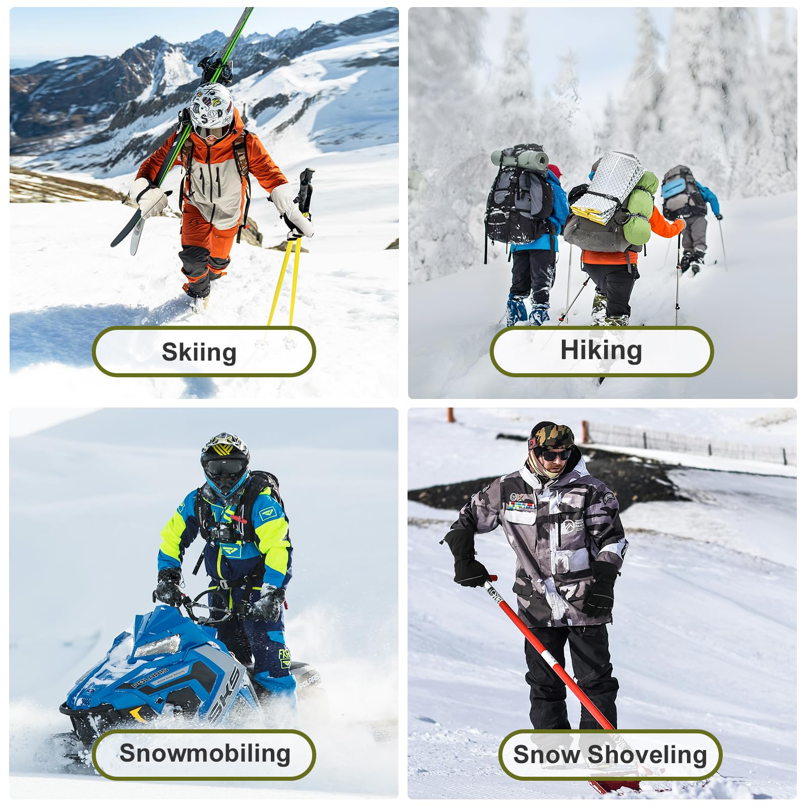 Guantes de esquí, Guantes de Invierno Impermeables a Prueba de Viento, Guantes de esquí térmicos para Adultos con Pantalla táctil para Deportes al Aire Libre