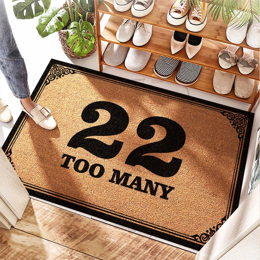 Tapis de sol d'extérieur 22 Too Many Ptsd antidérapant motif gothique