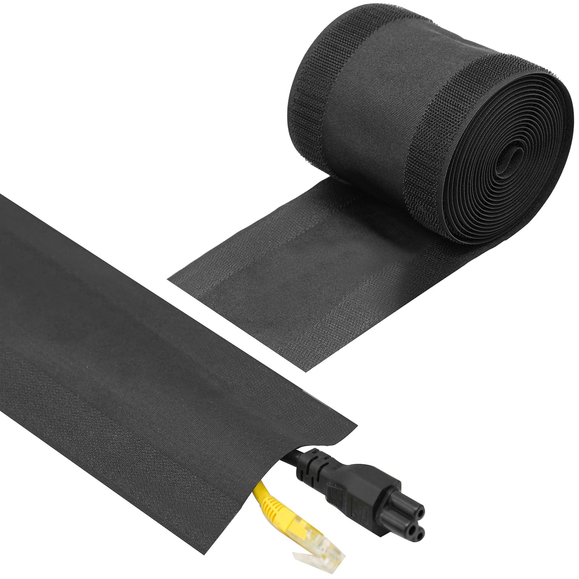 ECOHomesCarpet Cord Cover to Hide Cables, Cords, Wires On Floor - Cord Covers Strip Wire Protector & Cable Management Keep Electric Cables Organized, for Homes & Office (Black 4 Inch x 10 FT)
