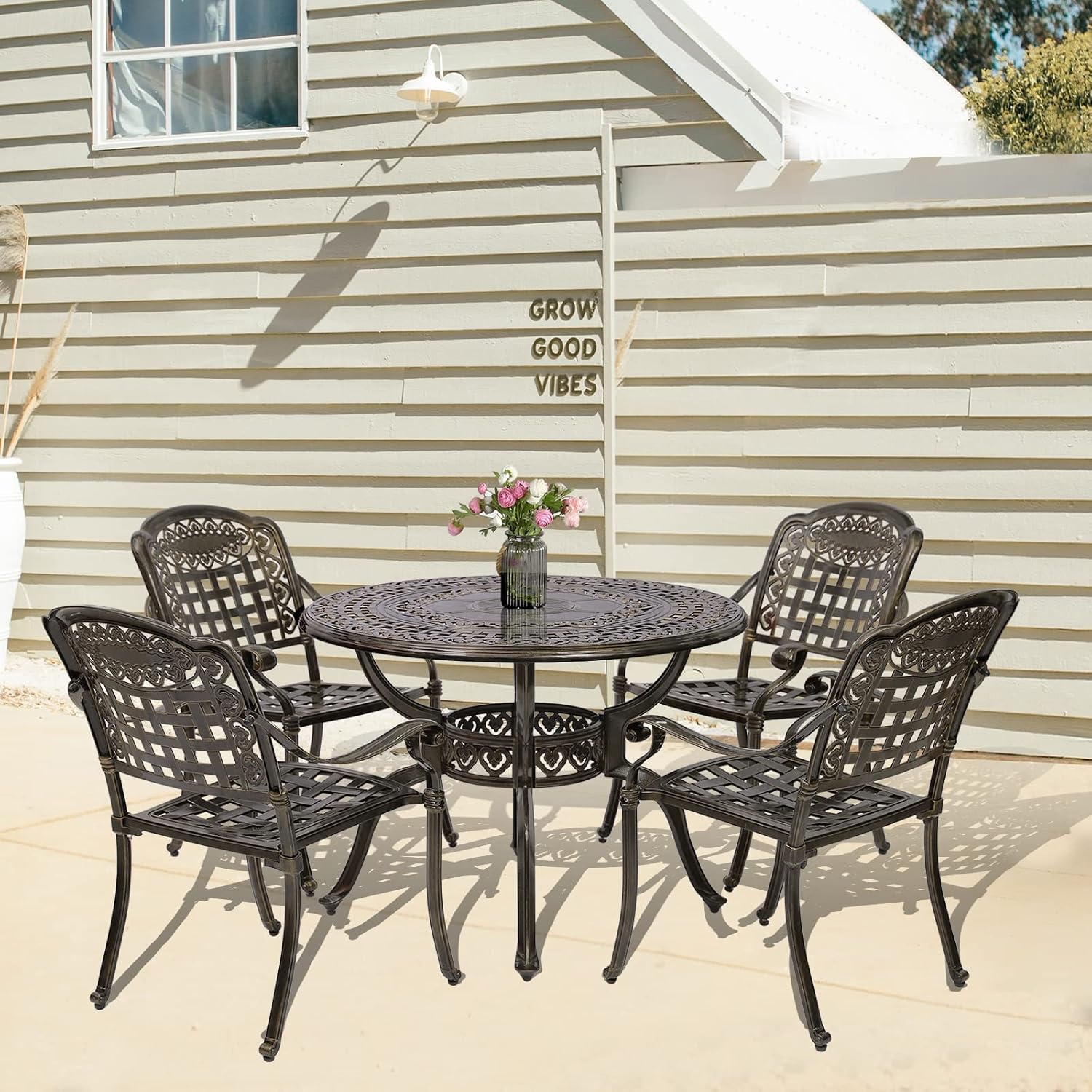 Buy W WARMHOL 5Piece Outdoor Patio Dining Set, AllWeather Cast