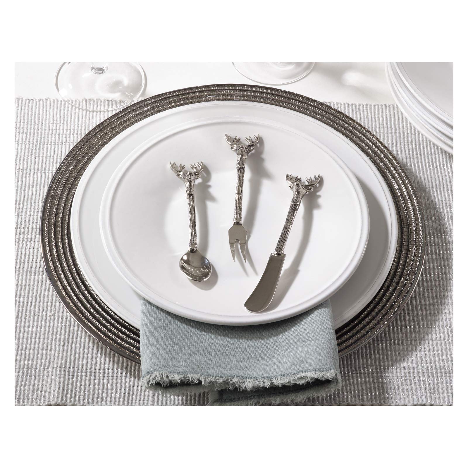 Occasion Gallery Silver Reindeer Cocktail Knife, Set of 4, Made of Brass, Steel (Knife Only)