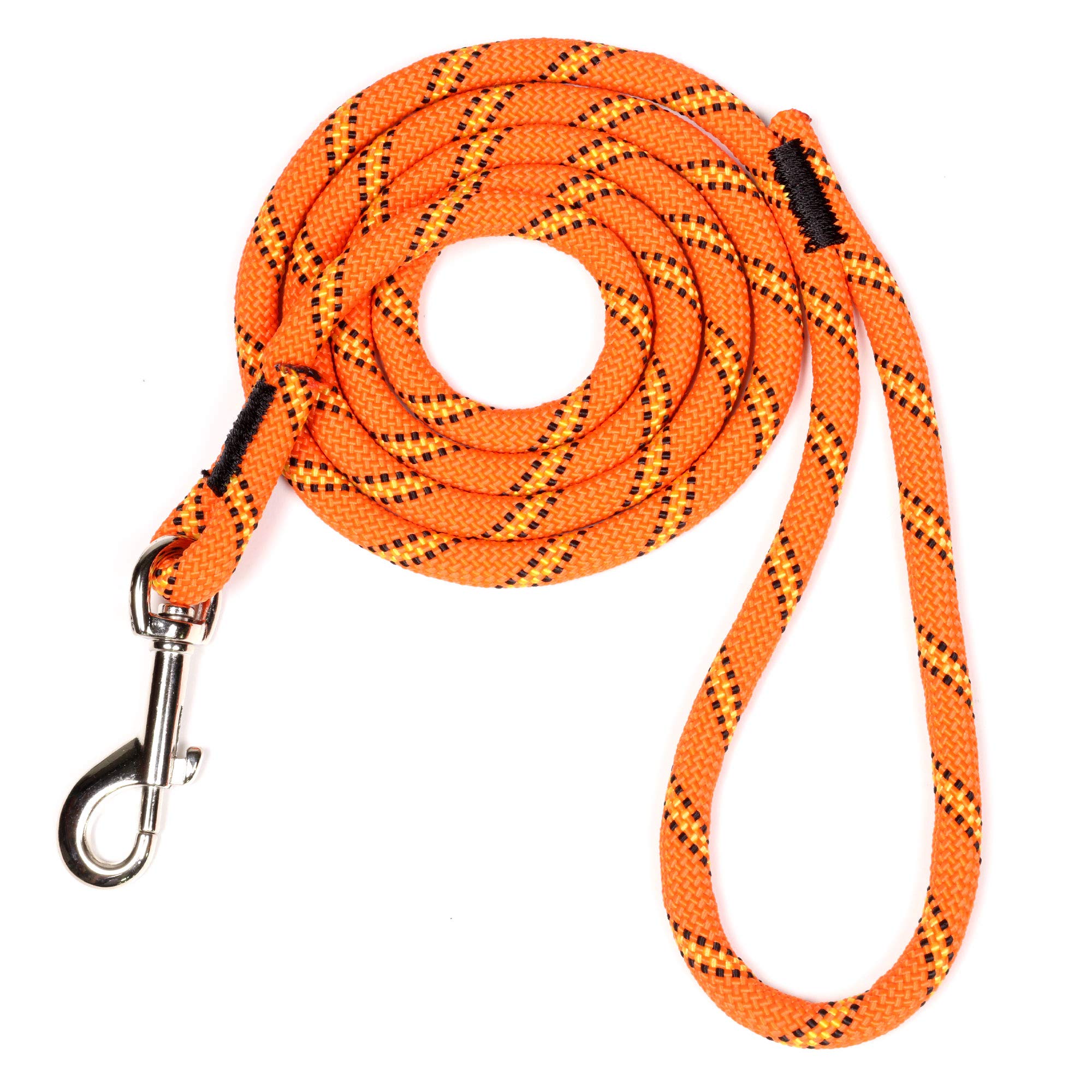 Atwood Rope MFG Braided Dog Leash Rope 3/8 Inch 5 Feet (Neon Orange with Yellow and Black Tracer)