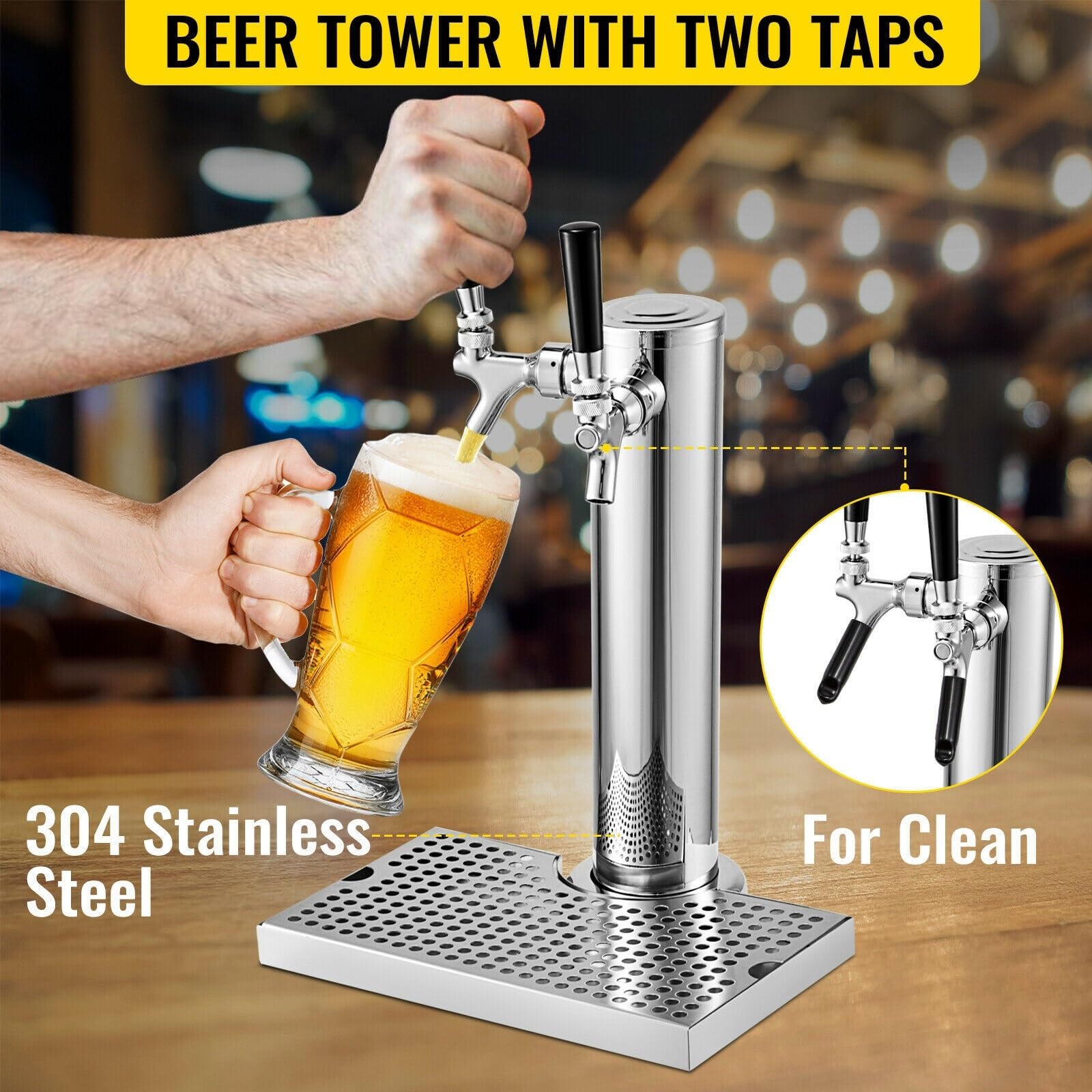 Wieża piwa z beczki Homebrew, zestaw Deluxe Kegerator ze stali nierdzewnej z akcesoriami barowymi regulatora z podwójnym wskaźnikiem(1 Faucet)