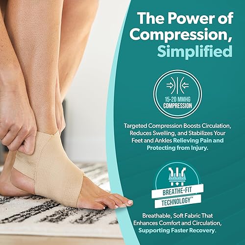 Miniatura 4 de BraceAbility Tobillera elástica  Vendaje de protección de apoyo para los pies para evitar esguinces de tobillo en gimnasia, baile, caída, yoga,