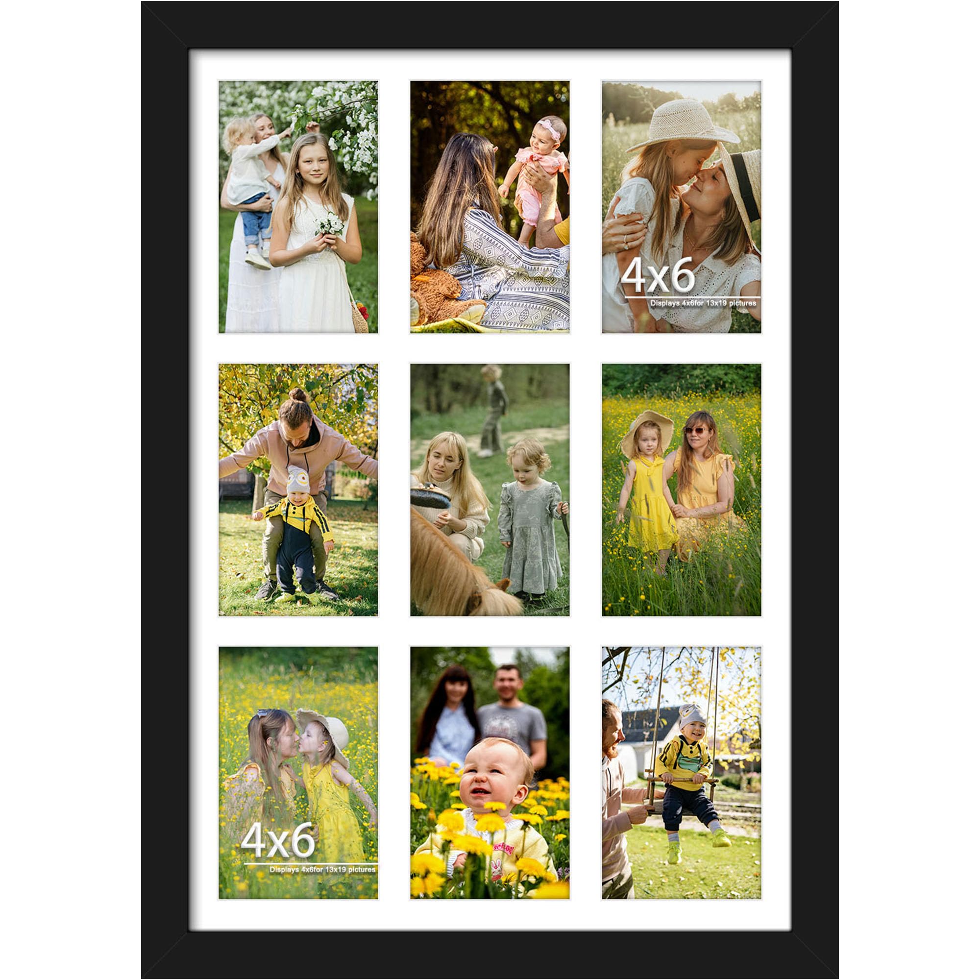 13x19 Collage Picture Frame 4x6 Collage Picture Frame Displays Nine 4x6 inch Photos Collage Available Horizontal Wall Mounting Display and Vertical Black