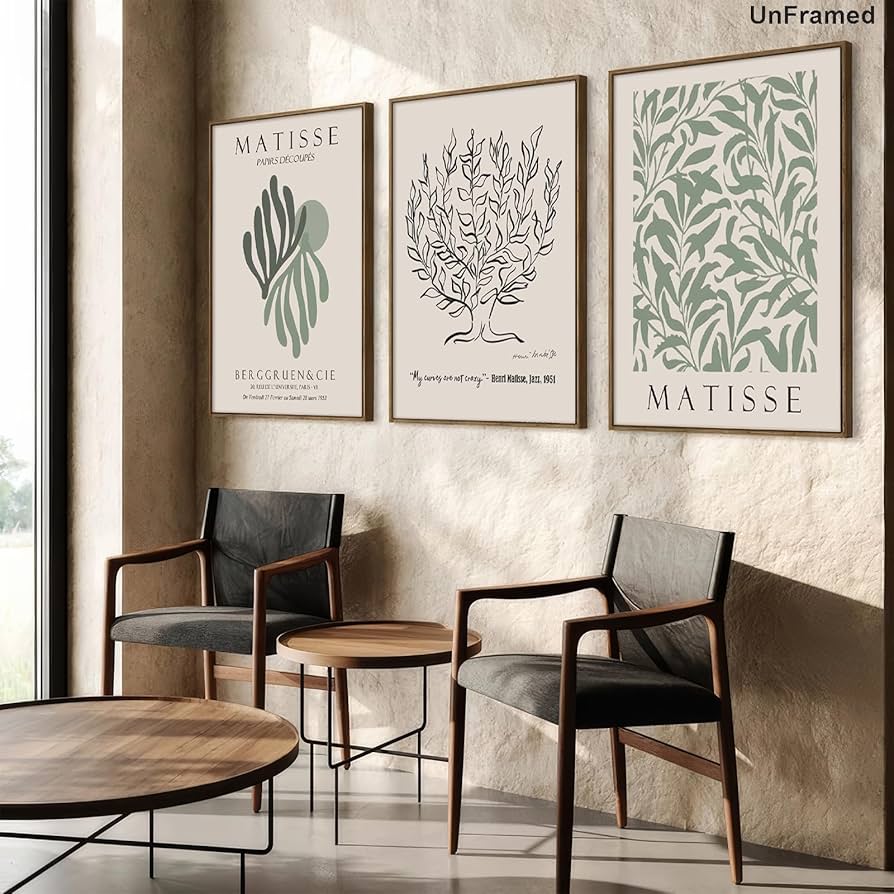 Amazon.co.jp: マティスウォールアートポスター3枚セット、セージ