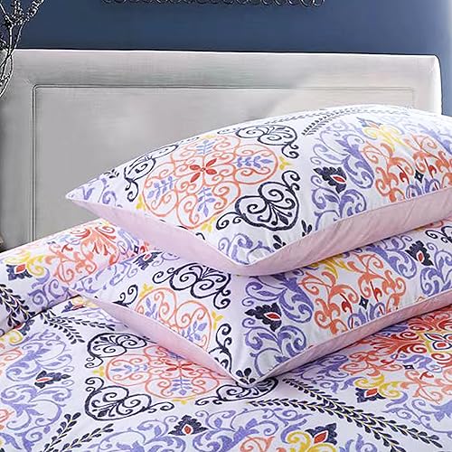 Miniatura 3 de Softta Juego de ropa de cama vintage, tamaño King, funda de edredón de 3 piezas, diseño floral, redondo, compacto, bohemio, 100% algodón egipcio,