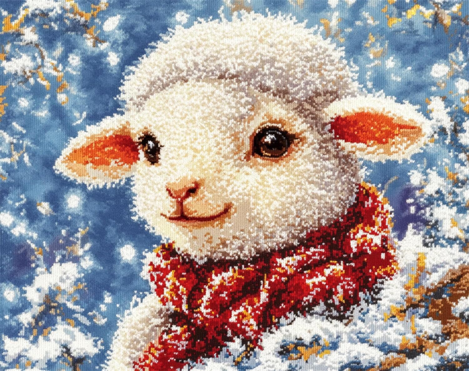 Henypt DIY Latch Hook Rug Kit Sheep in the Snow 80x160cm