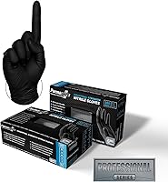 Vista 1 de Guantes industriales desechables de nitrilo negro PermaSafe HD, 6+ mil, sin látex, textura elevada, para mecánicos, médicos, alimentos, y más