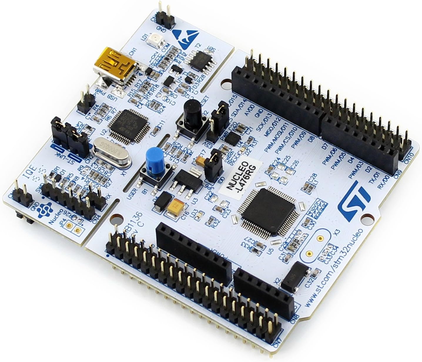 NUCLEO-L476RG STM32 Nucleo-64 Development Board with STM32L476RGT6 MCU integrates The ST-LINK/V2-1 debugger and Programmer