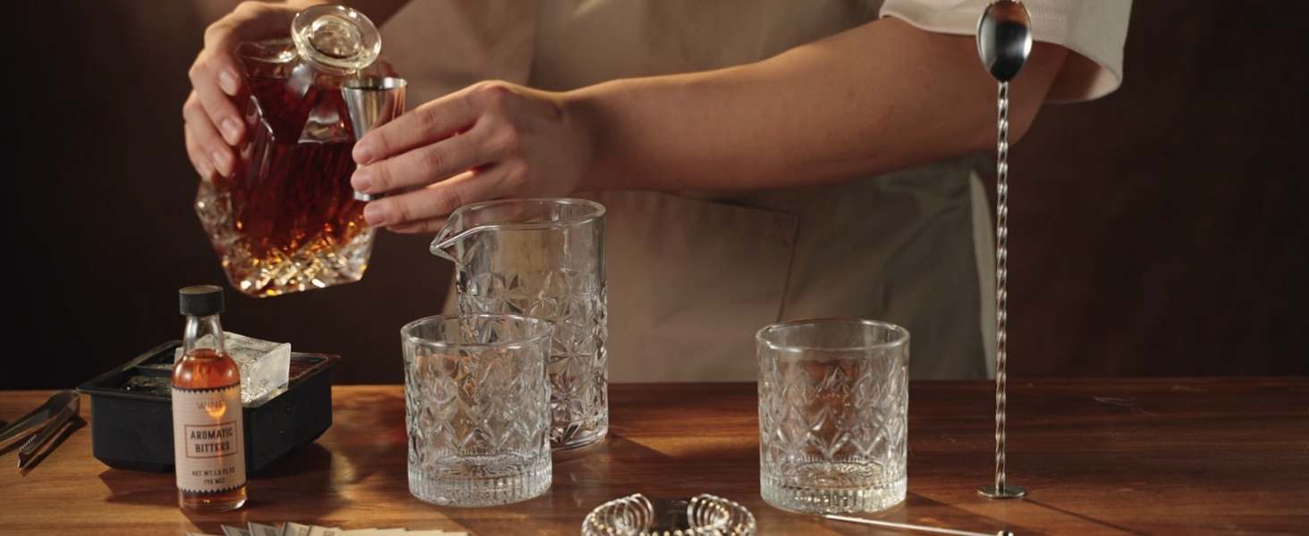 13-Piece Cocktail Shaker Set Bartender Kit+Bitters - Bar Mixing Stir Set with Whiskey Glass, Strainer, Jigger, Father’s Day Gift, Garnish Picks, Recipe Cards - Cocktails, Martinis, Manhattans & More