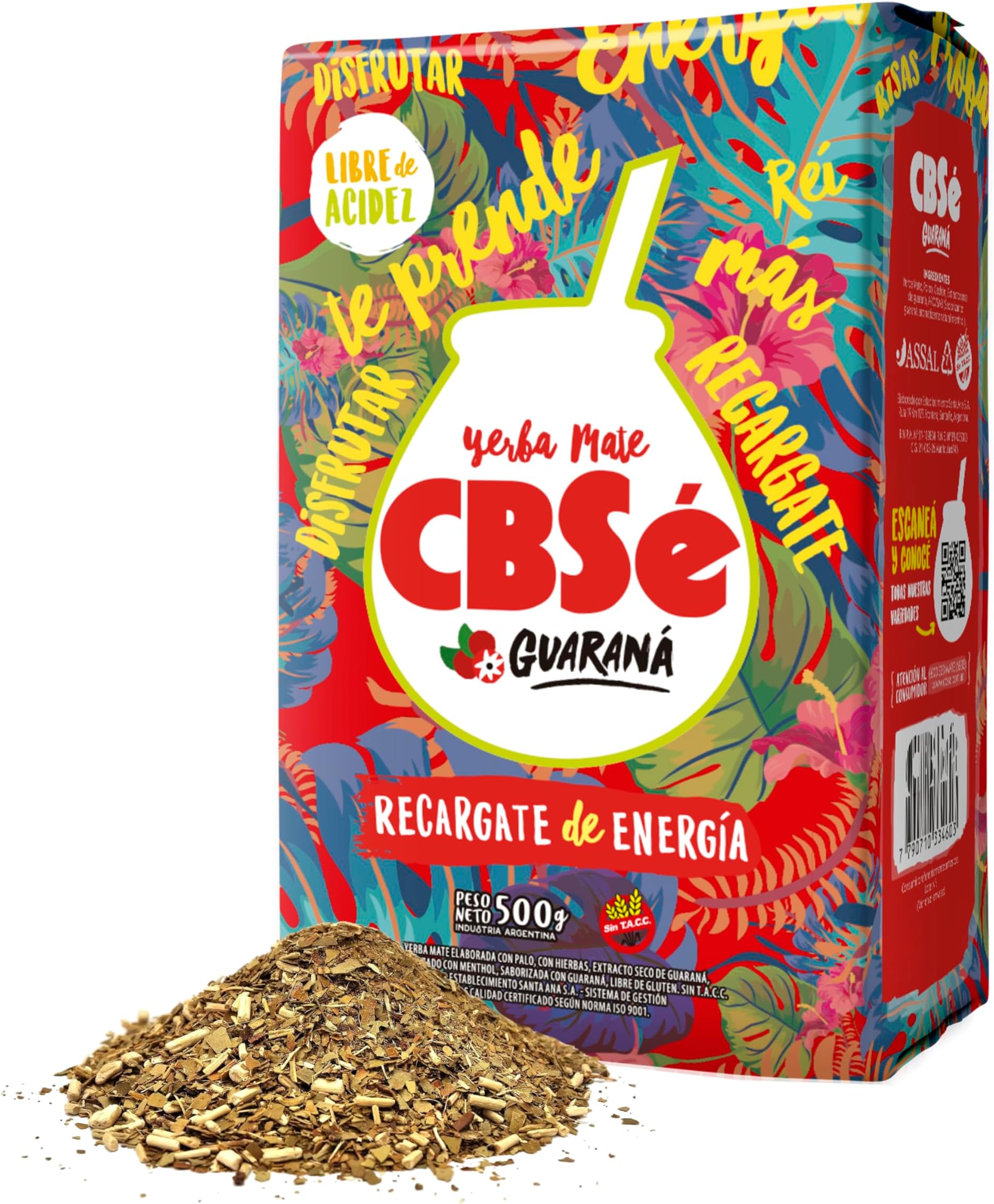 CBSe Yerba Mate Guarana – Herbal Loose Leaf Yerba Mate Tea Blend with Guaraná, 500 g (1.1 lb), Naturally Caffeinated, Gluten-Free.