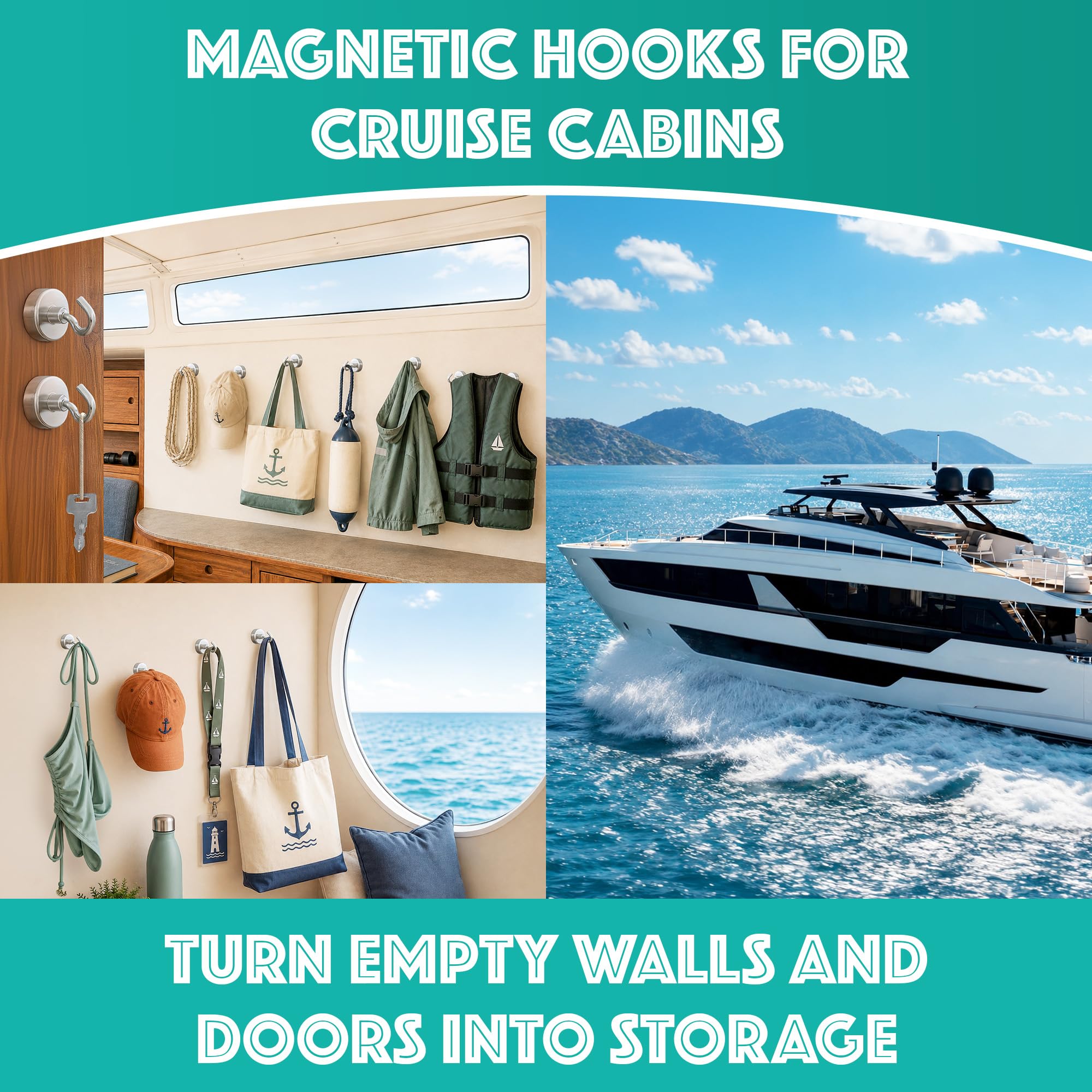 Cruise Cabin Magnetic Hooks - Strong & Secure -2