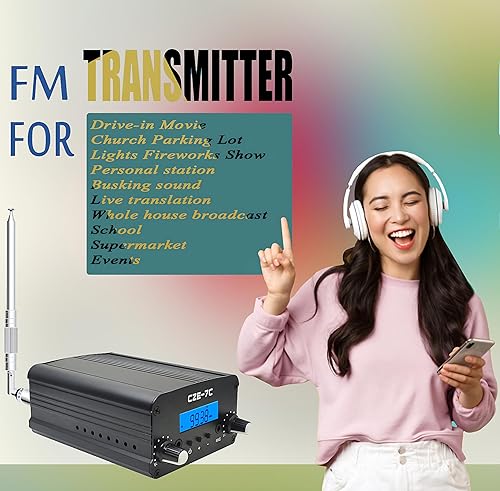 Miniatura 6 de Transmisor FM de 3,280.8 ft, transmisor de radio estéreo de largo alcance de 7 W para autocar, iglesia, espectáculo de luz, supermercado, escuela,