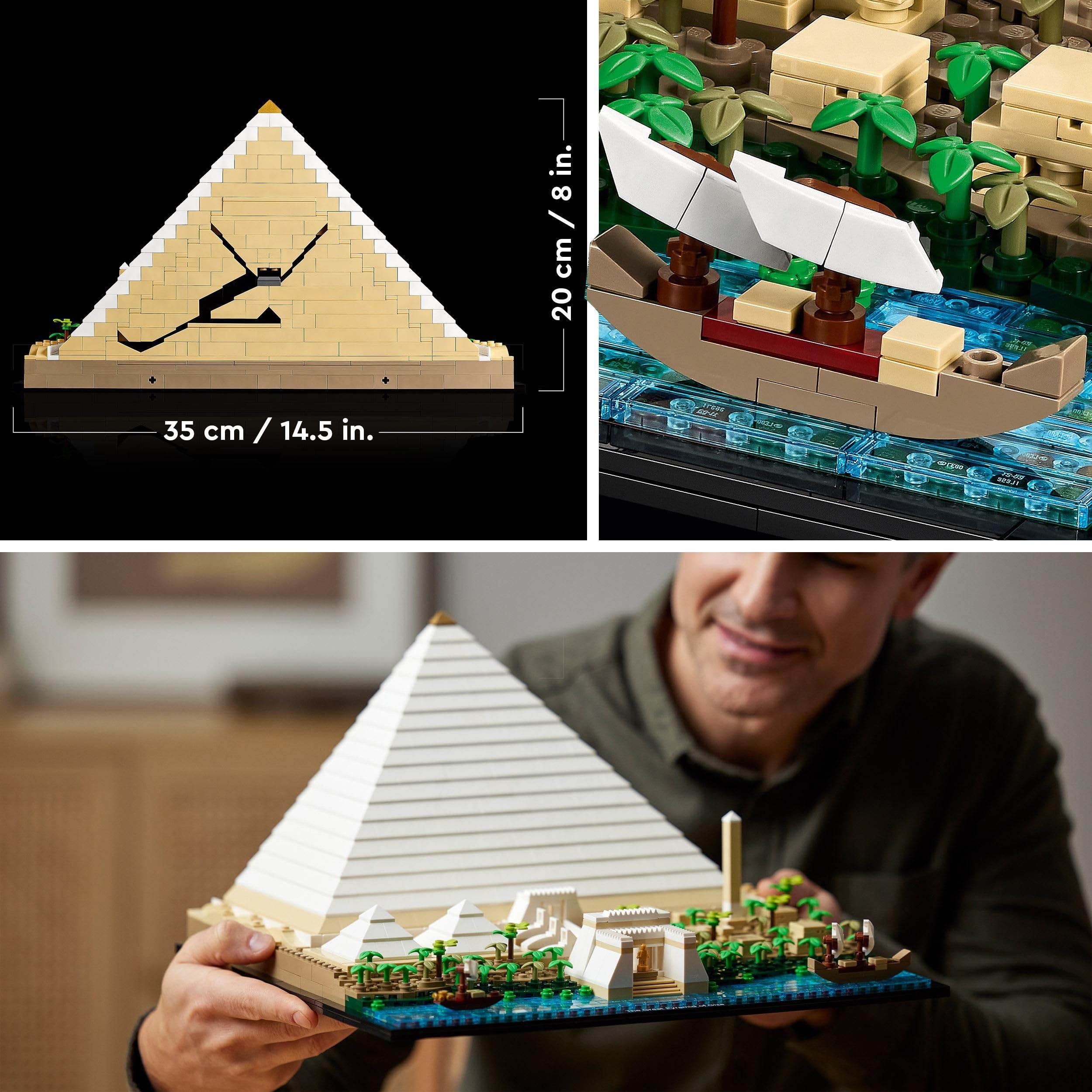LEGO Architecture La Grande Piramide di Giza, Decorazione per la Casa, Idea Regalo per Adulti, Uomini, Donne, Mamma, Papà, Hobby Creativi con le Costruzioni, Collezione Monumenti Famosi 21058