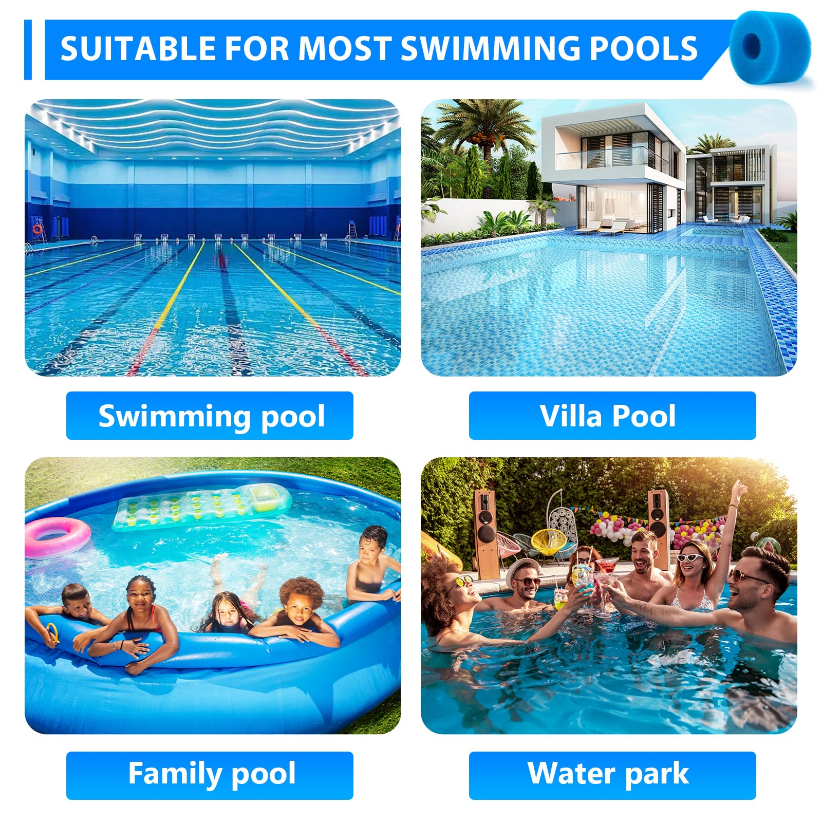 8 Pièces Éponge Filtrante Type S1, Mousse Pour Filtre Piscine Reutilisables Et Lavables Filtre En Mousse Pour Spa Piscine Jacuzzi 74541878