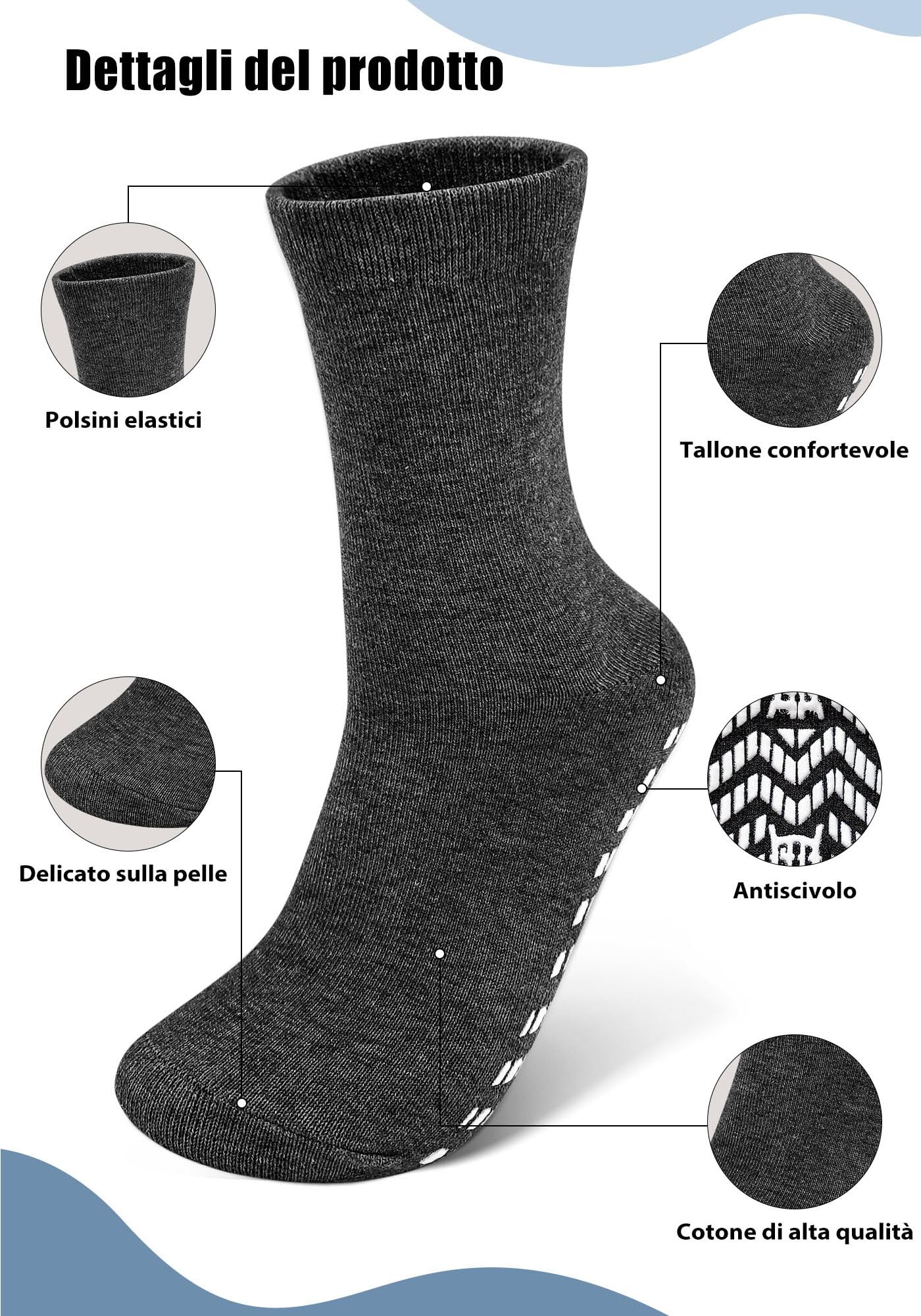 ZAKASA Calzini Antiscivolo Uomo Sportivi: Calze Antiscivolo Uomo Cotone