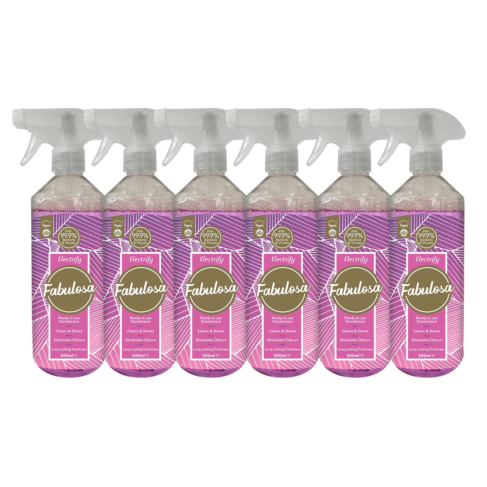 Fabulosa Antibacterial Disinfectant Spray, All Purpose Multi Surface Cleaner, 500ml, 6 pack, Electrify