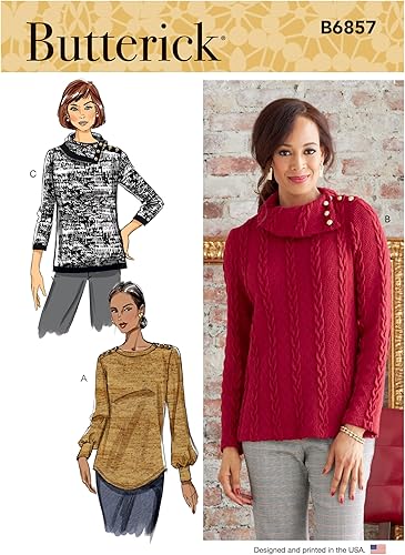Butterick Misses' Top - Kit de patrones de costura con código B6857, tallas XS-S-M-L-XL-XXL, multicolor