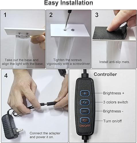 Miniatura 7 de Lámpara de uñas para escritorio, lámpara de media luna de 18.5 pulgadas de diámetro con 3 modos de color y brillo ajustable de 10 niveles, lámpara