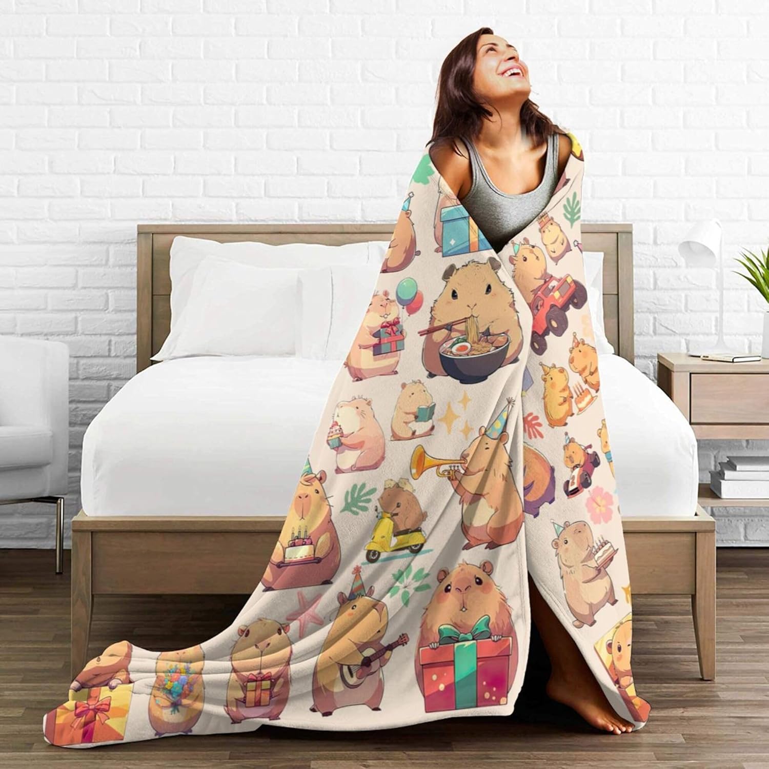 Capybara Gifts Blanket Throw Blanket Lightweight Cozy Plush Blanket for Bedroom Living Rooms Sofa Couch(60x50inch)