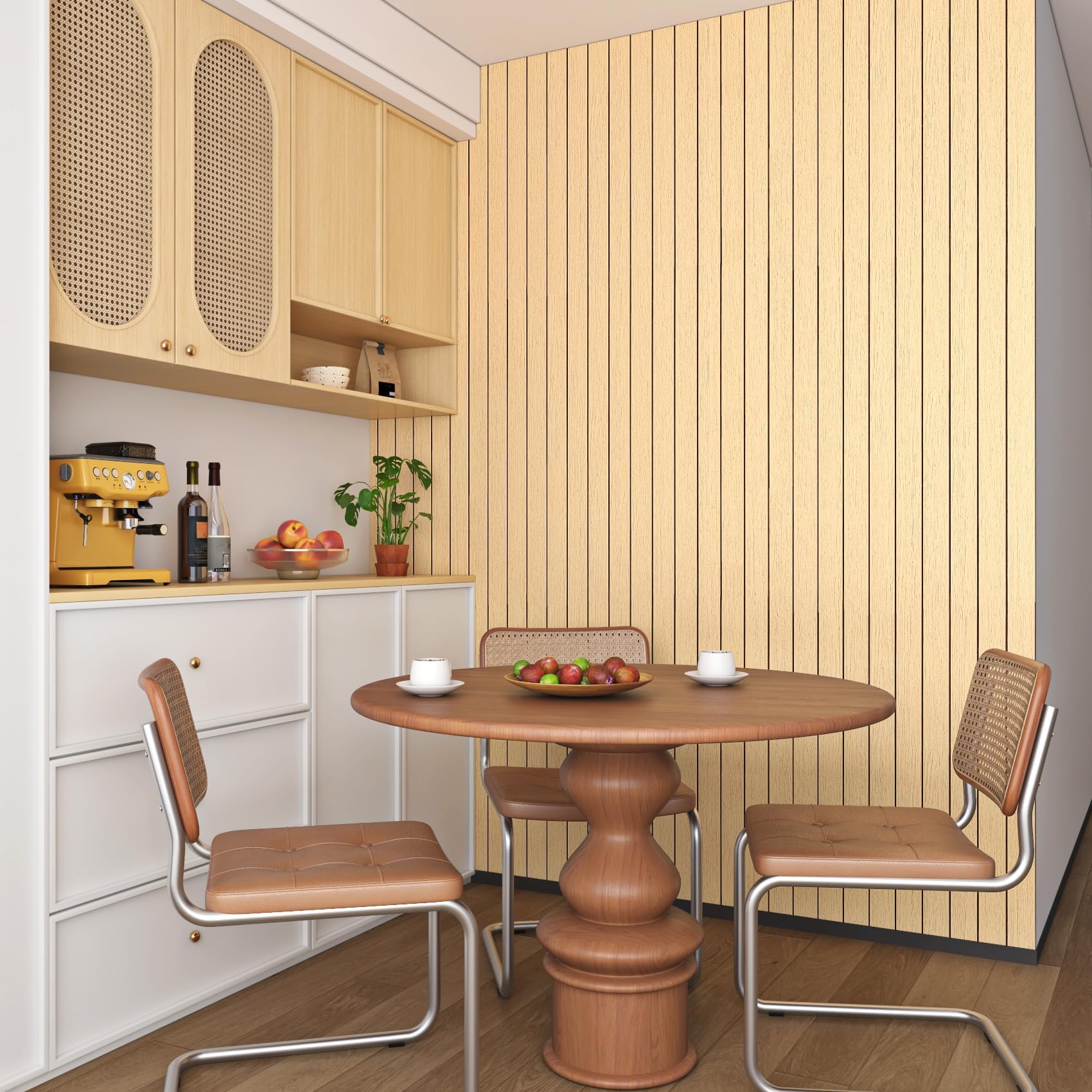 Yenhome Paneles 3D de Madera Decorativos Paneles para Pared Roble 90x500cm Vinilo 3D Adhesivo Pared Efecto Madera PVC Panel Acustico Decorativo Adhesivos Roble para Salon Dormitorio Garaje Cocina