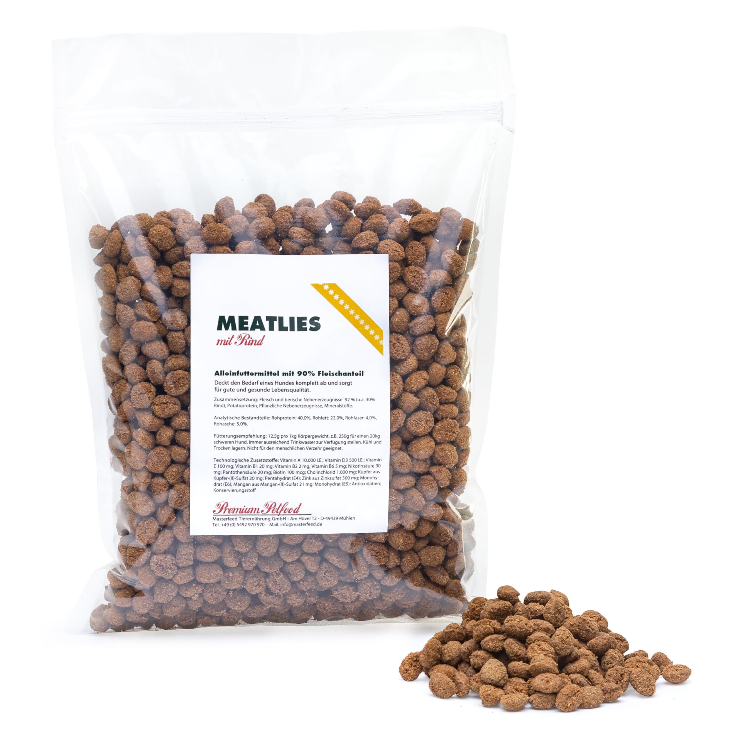 Masterfeed Meatlies, Getreidefrei, Hoher Fleischanteil, Hundefutter fr  ausgewachsene Hunde (Adult), Trockenfutter (Rind, 1000 g) : Amazon.de:  Haustier
