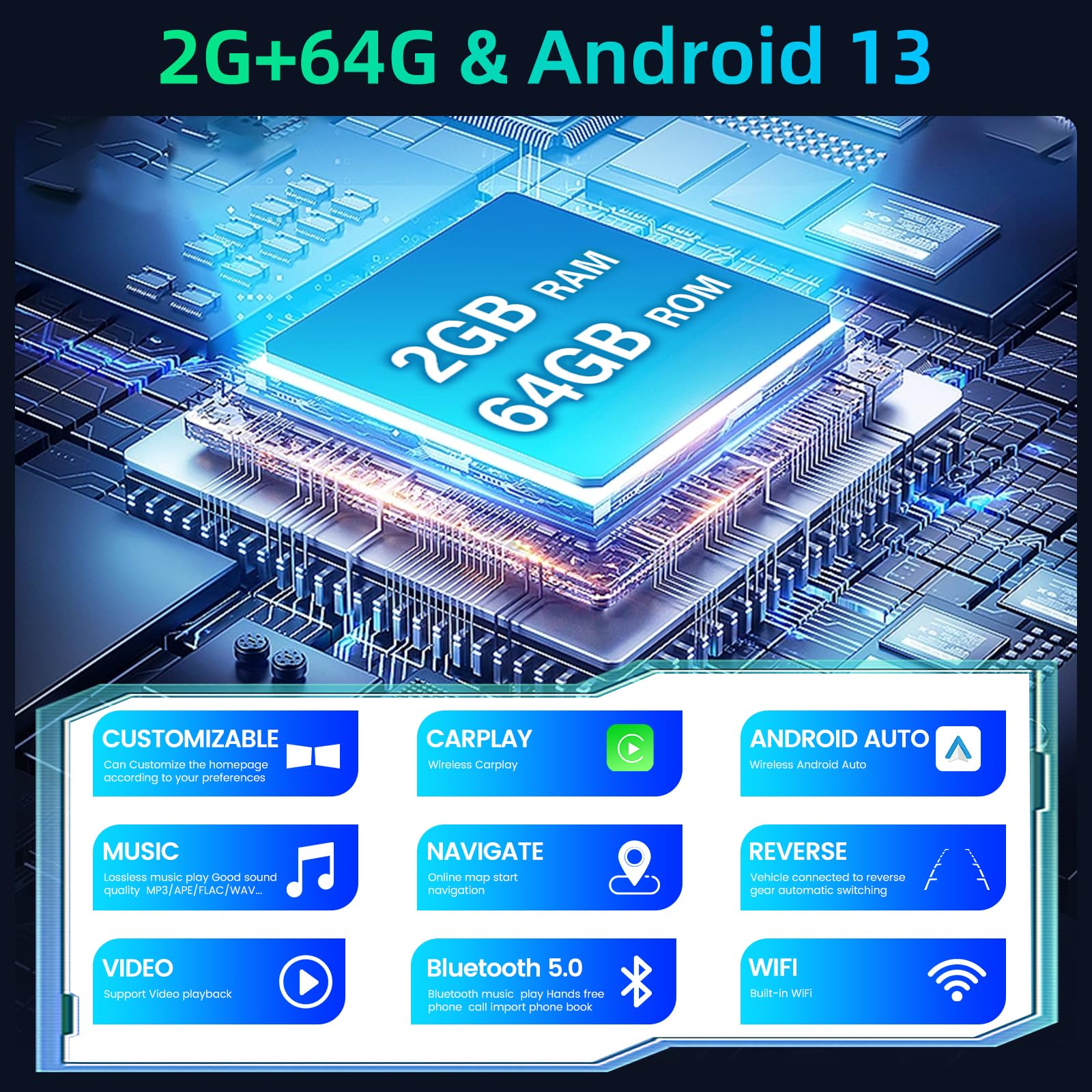 [2+64G] Android 13 Car Estereo para Mercedes Benz Sprinter W906 W245 W169 W639 B200 Viano Vito 2006-2011 - 9 Pulgadas de Pantalla Táctil DSP Audio con Carplay Inalámbrica y Android Auto