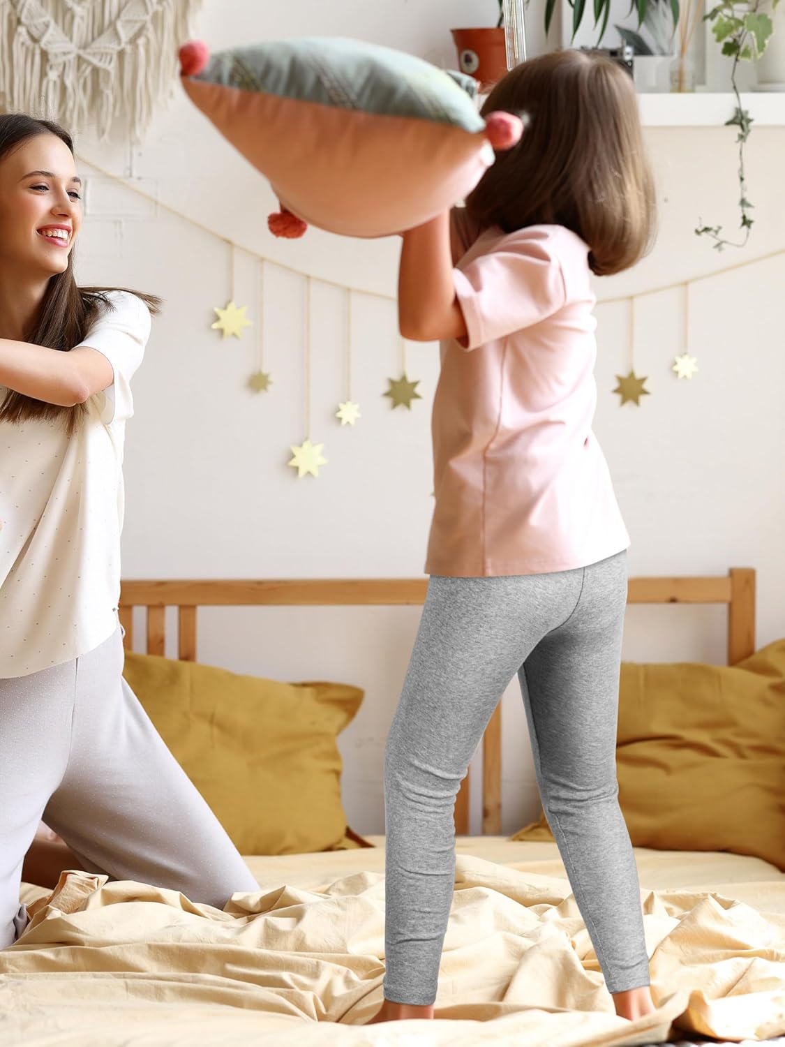 5 Pack Girls Cotton Leggings Full Length Soft Comfortable Leggings Elastic Waistband Stretchy Footless Tights Pants - Image 3