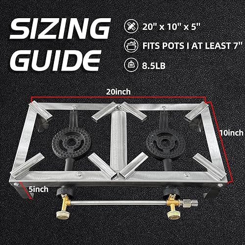 Miniatura 7 de LetFeng - Estufa de campamento de doble quemador portátil de doble quemador para exteriores, estufa de gas de acero inoxidable doble propano al aire