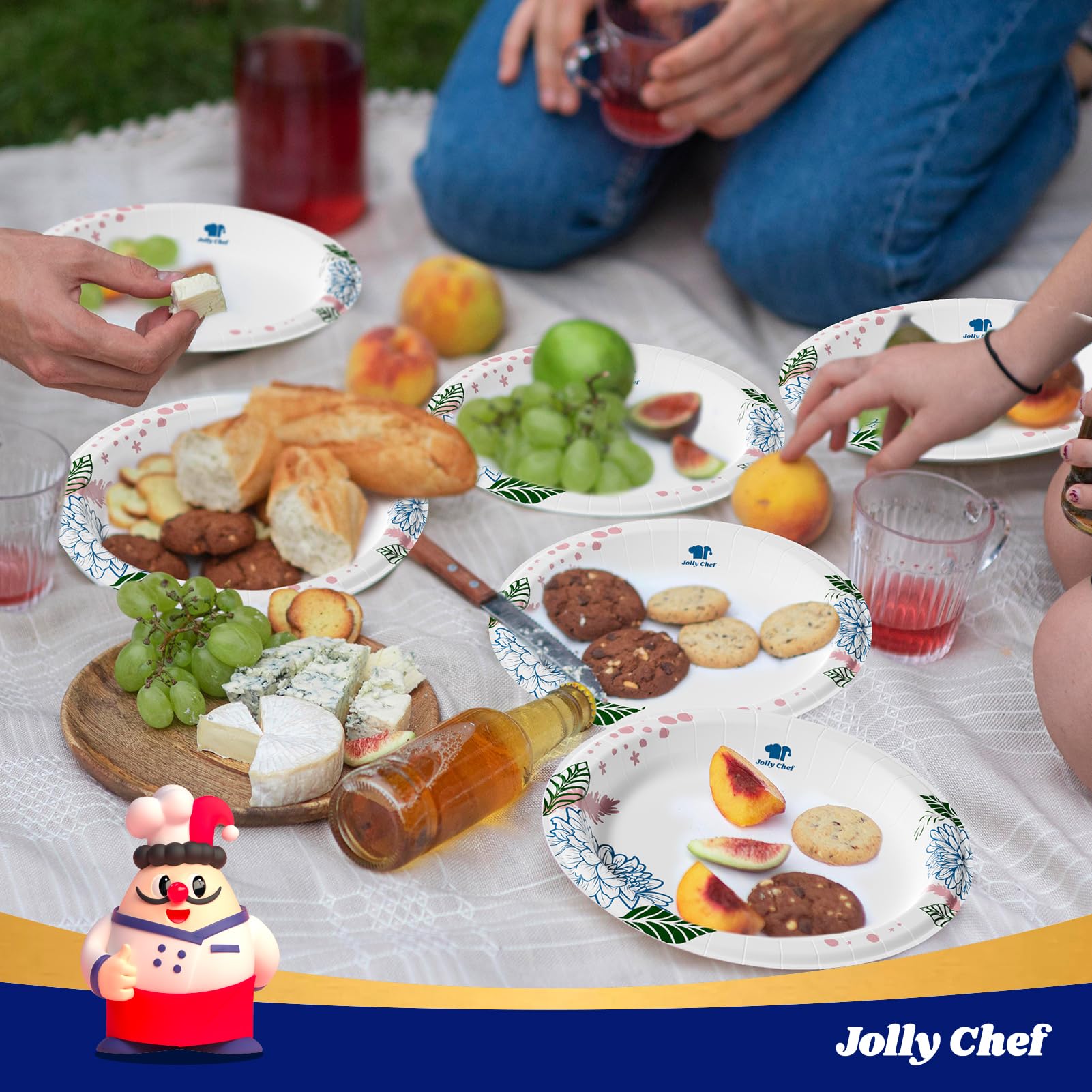 Jolly Chef 140 Disposable Paper Plates - 10 Inch -7 Jolly Chef 140 Disposable Paper Plates - 10 Inch -7