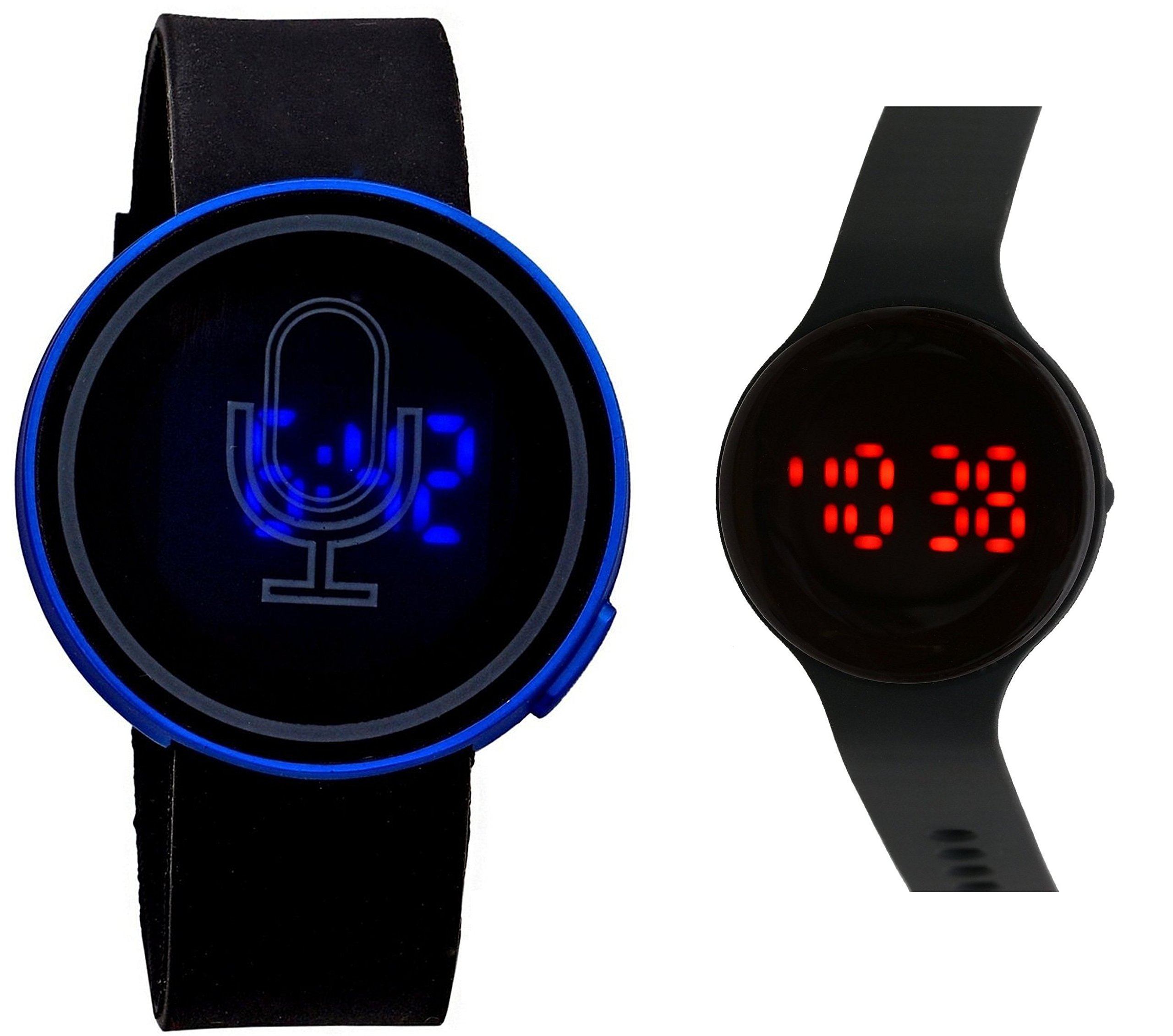 LEMONADE - Pack of 2 - Blue Dial Touch Screen Digital Led Unisex Watch & Unisex Black Round LED Band Wrist Watch for Men, Boys, Girls, Women (B07CQPKZGT) Amazon Price History, Amazon Price Tracker