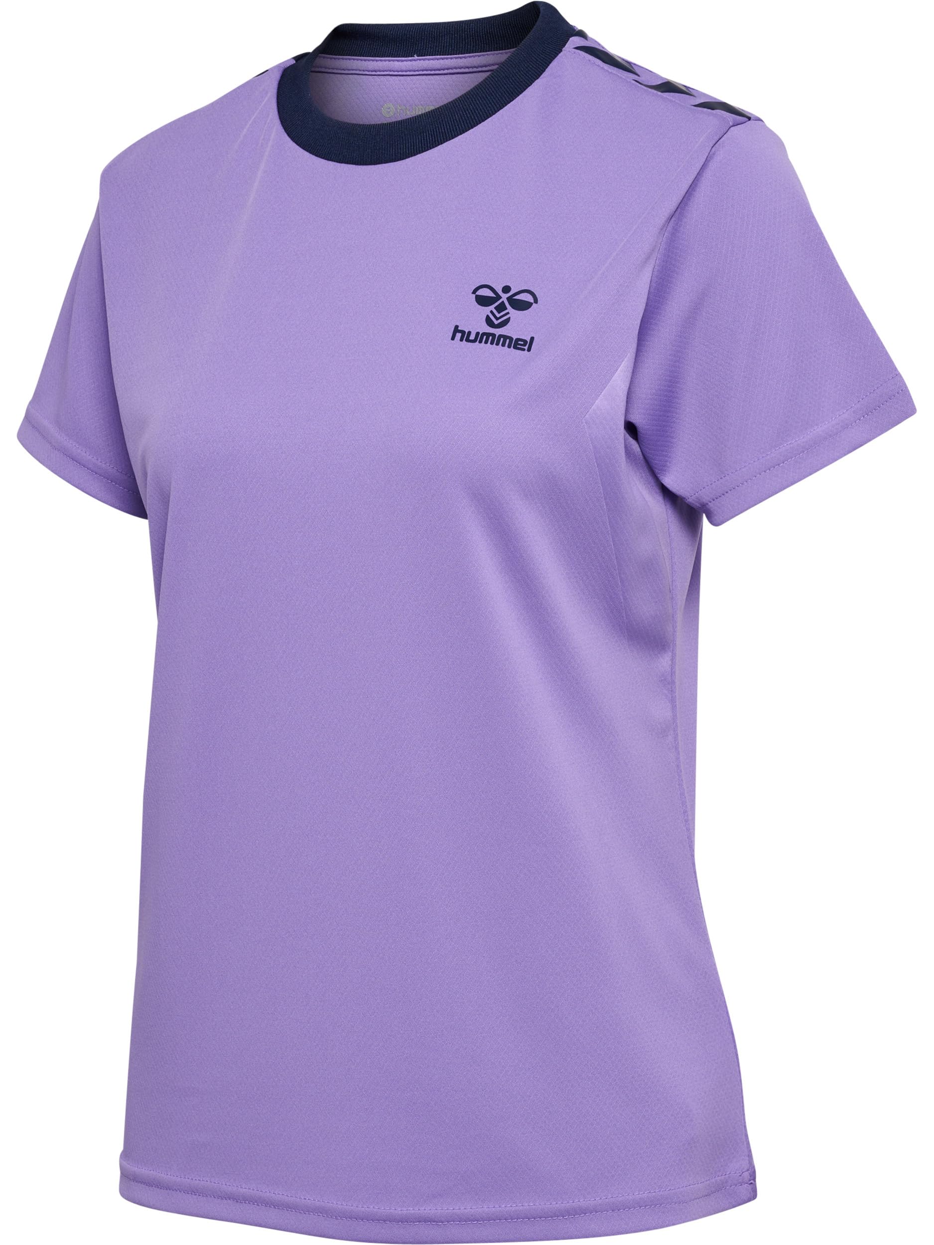 Hummel Maglietta Donna Hmlcore A Maniche Corte - Tessuto Interlock Poliestere BeECOOL, Con Chevron Stampati