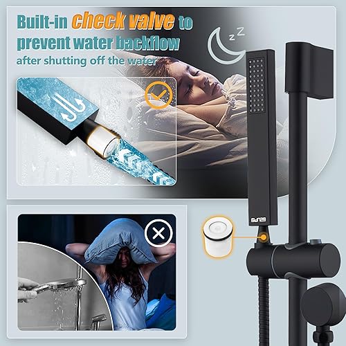 Miniatura 25 de ESNBIA Sistema de ducha de níquel cepillado, juego de grifo de ducha de barra deslizante con cabezal de ducha de lluvia de 10 pulgadas y combo