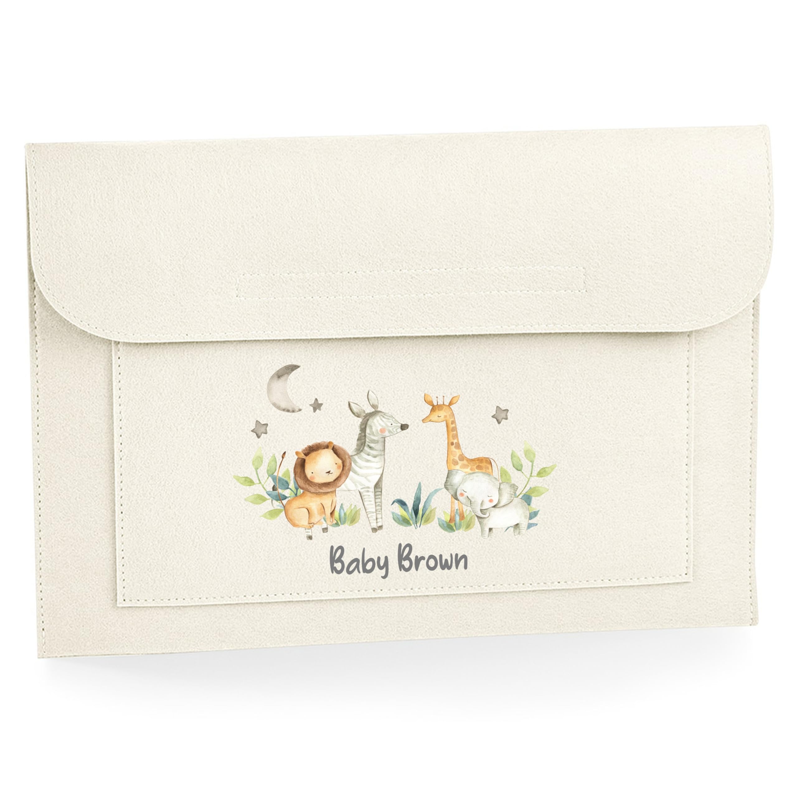 Allaboutthebump Personalised Jungle Scene Animals Pregnancy/Maternity Notes Document Folder - Keep NHS Medical Notes Safe - IVF Journey - 48.5cm x 28cm - A4 Size - Soft Felt