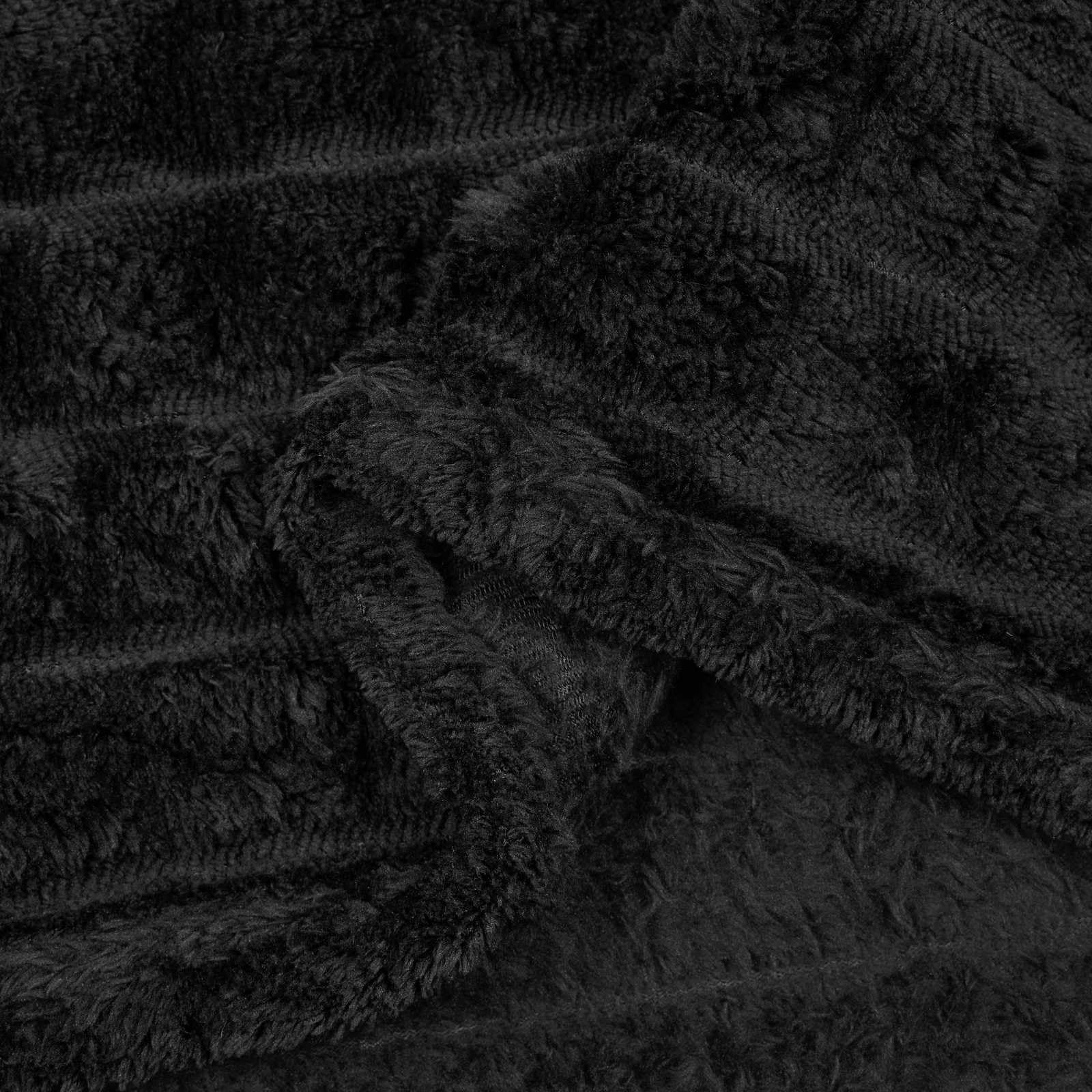 Manta de forro polar, color negro, 270 x 240 cm, manta a cuadros, manta mullida y cálida para sofá, dormitorio, salón, camping, viajes